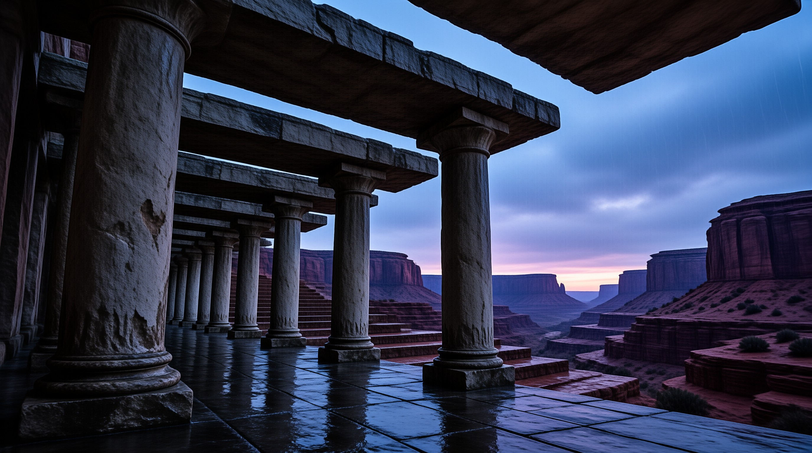 Ancient Ruins at Dusk