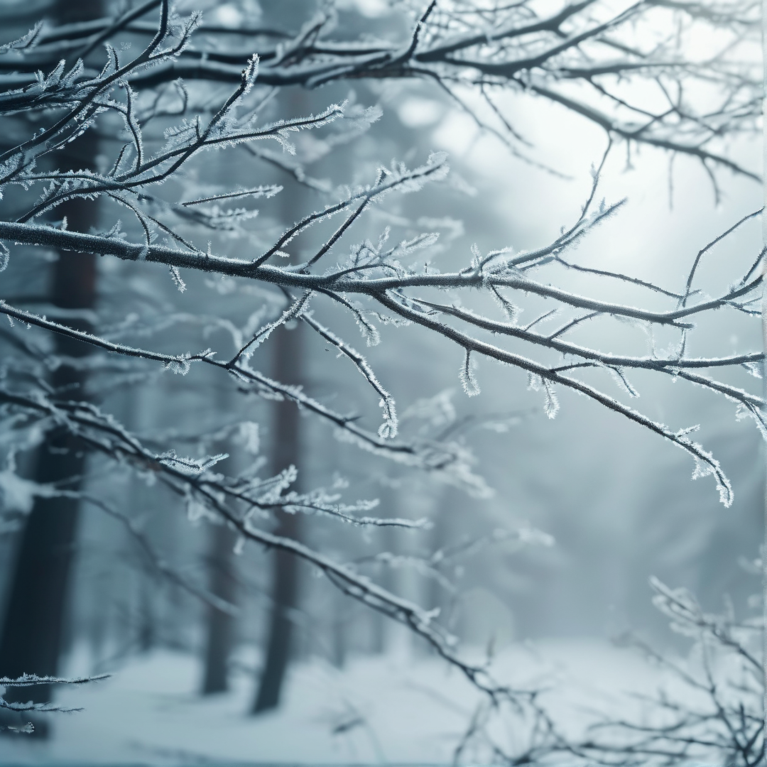 Frosty Tree Branches in Winter