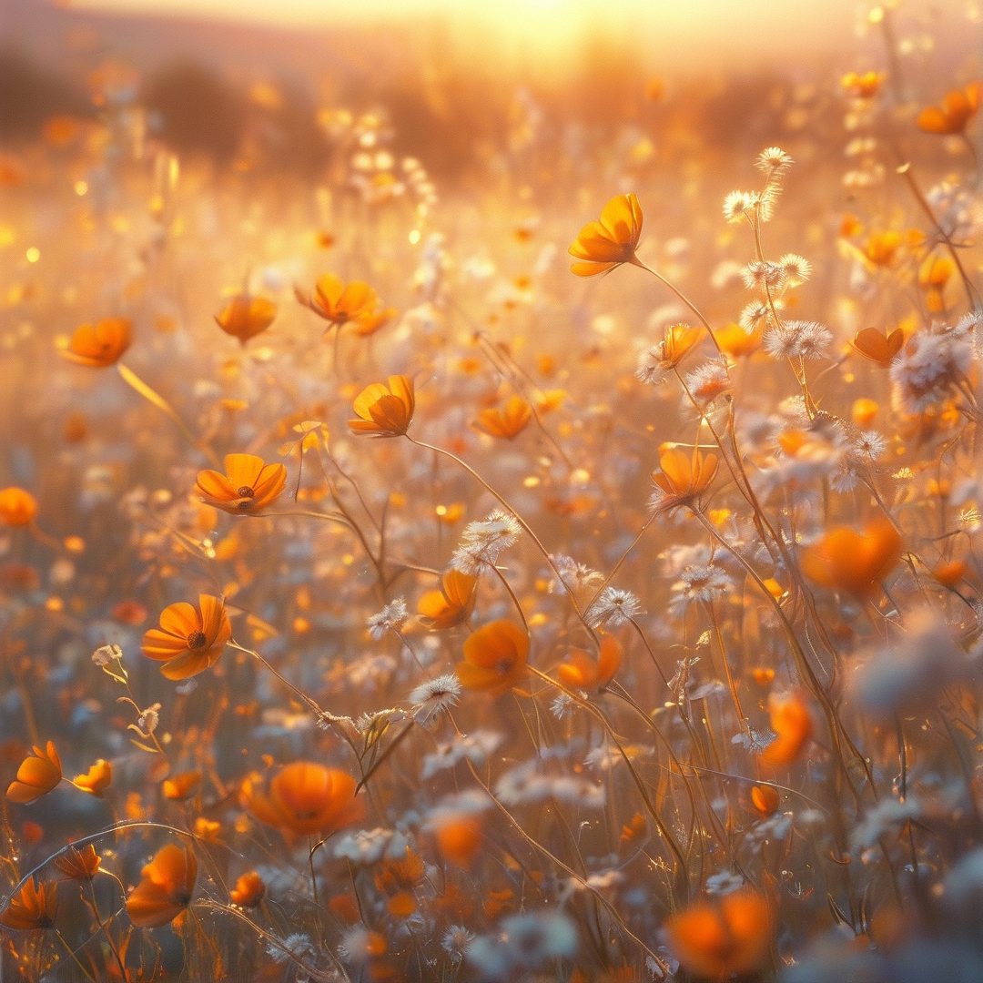Golden Sunset Wildflower Field