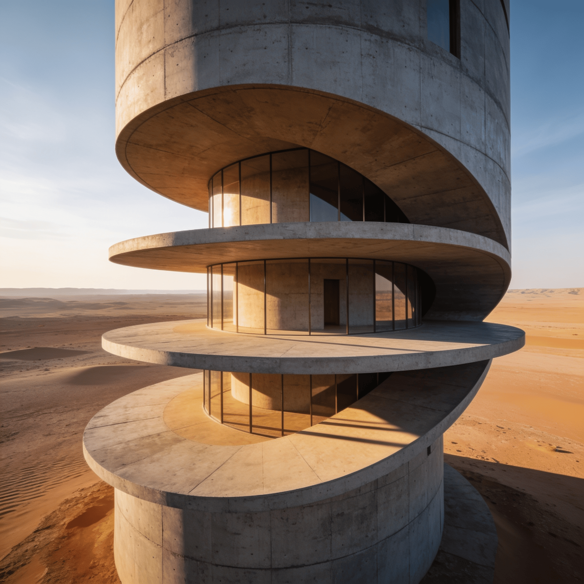 Tower with Curved Concrete — Desert Plain