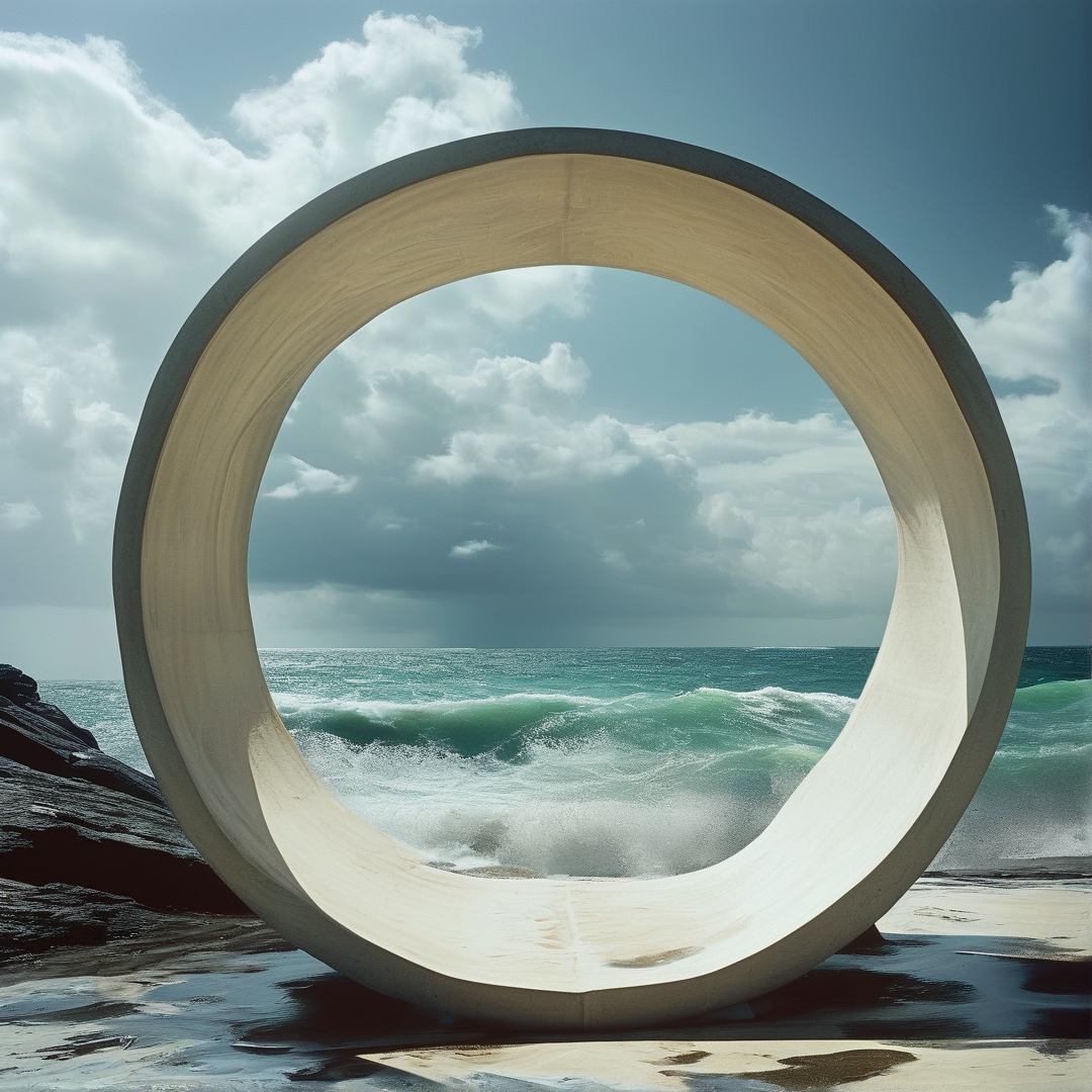 Circle Frame on Seaside Beach