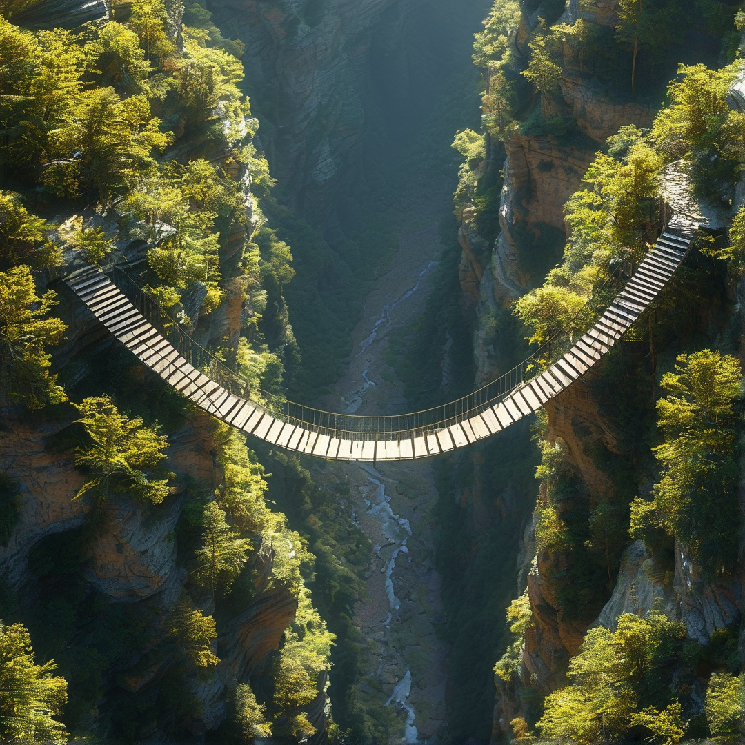 Wooden Bridge Over Gorge
