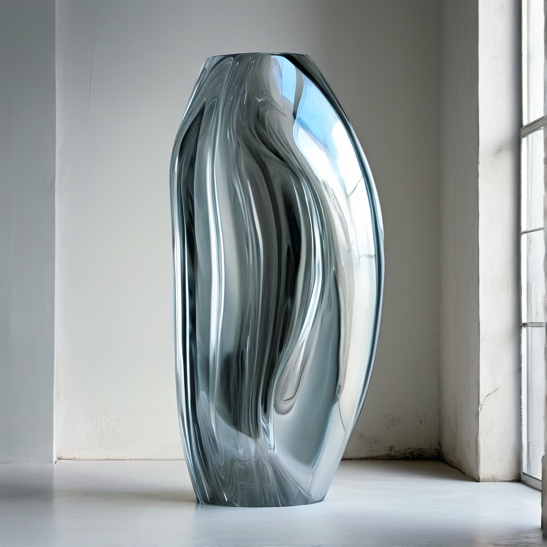 Blue Marbled Glass Sculpture