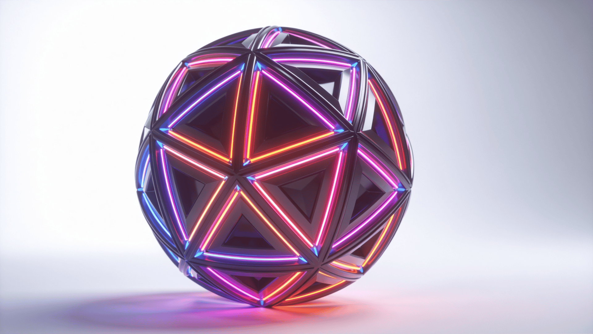 Neon-Lit Geometric Sphere