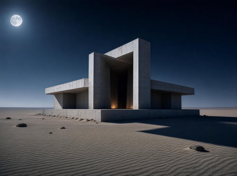 Desert Concrete Structure at Night