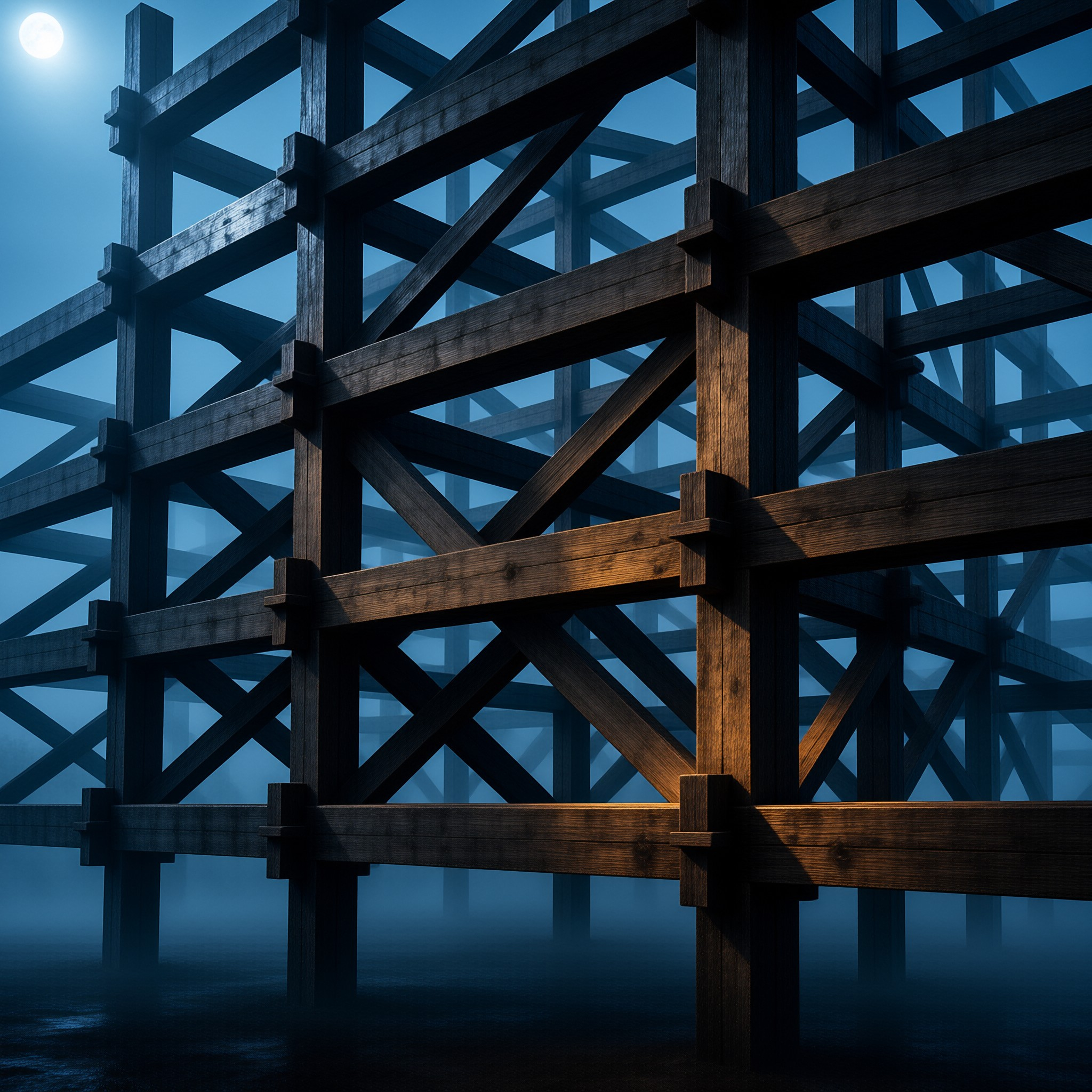 Moonlit Wooden Framework
