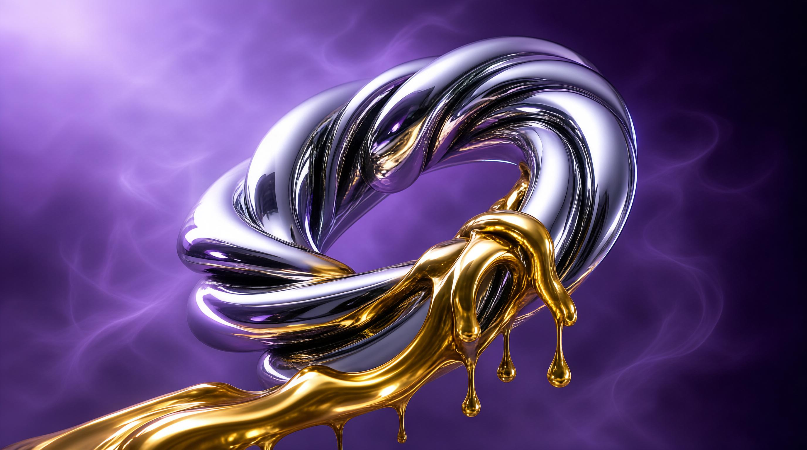 Twisted Metallic Rings with Gold Drip