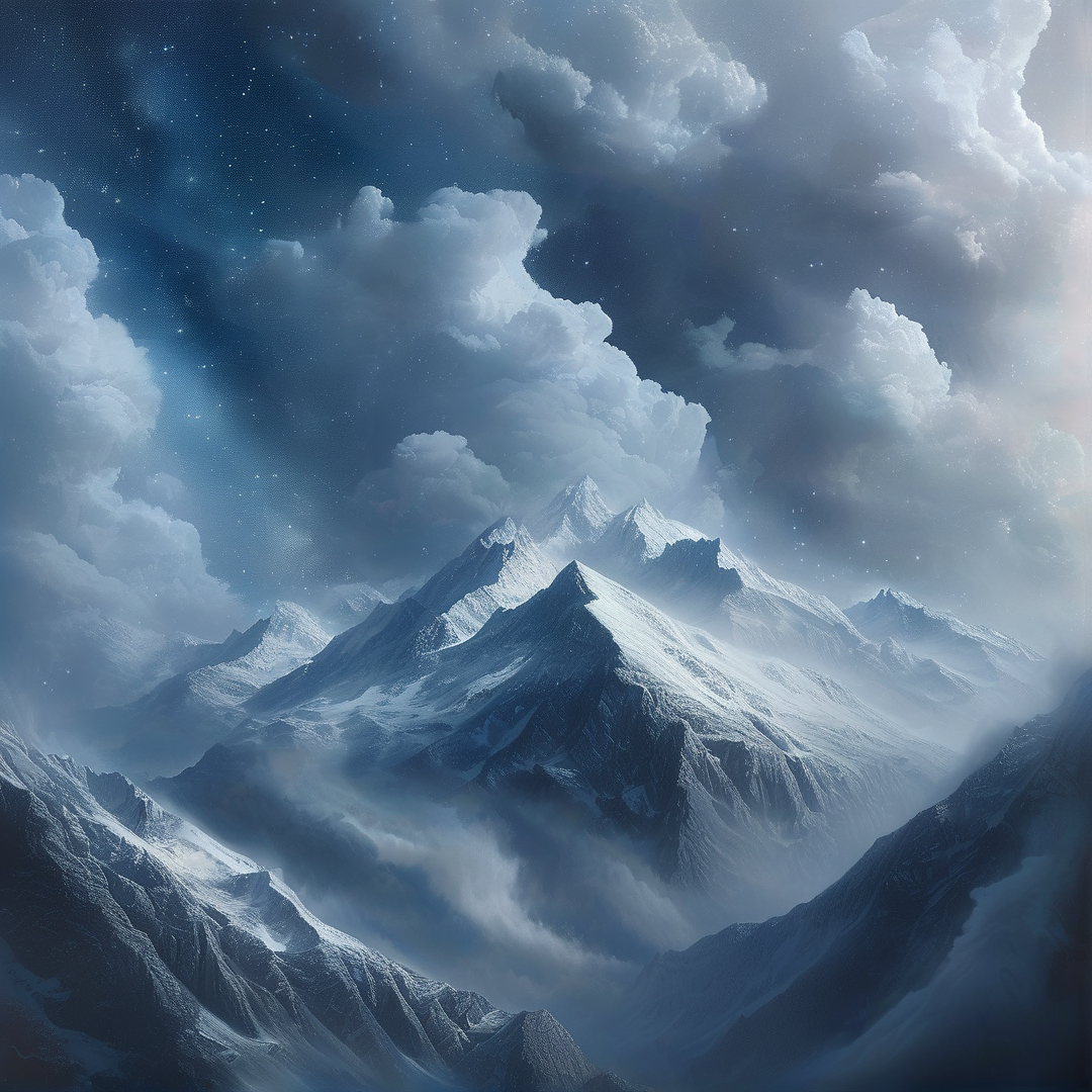 Snow-Capped Peaks Under Stars