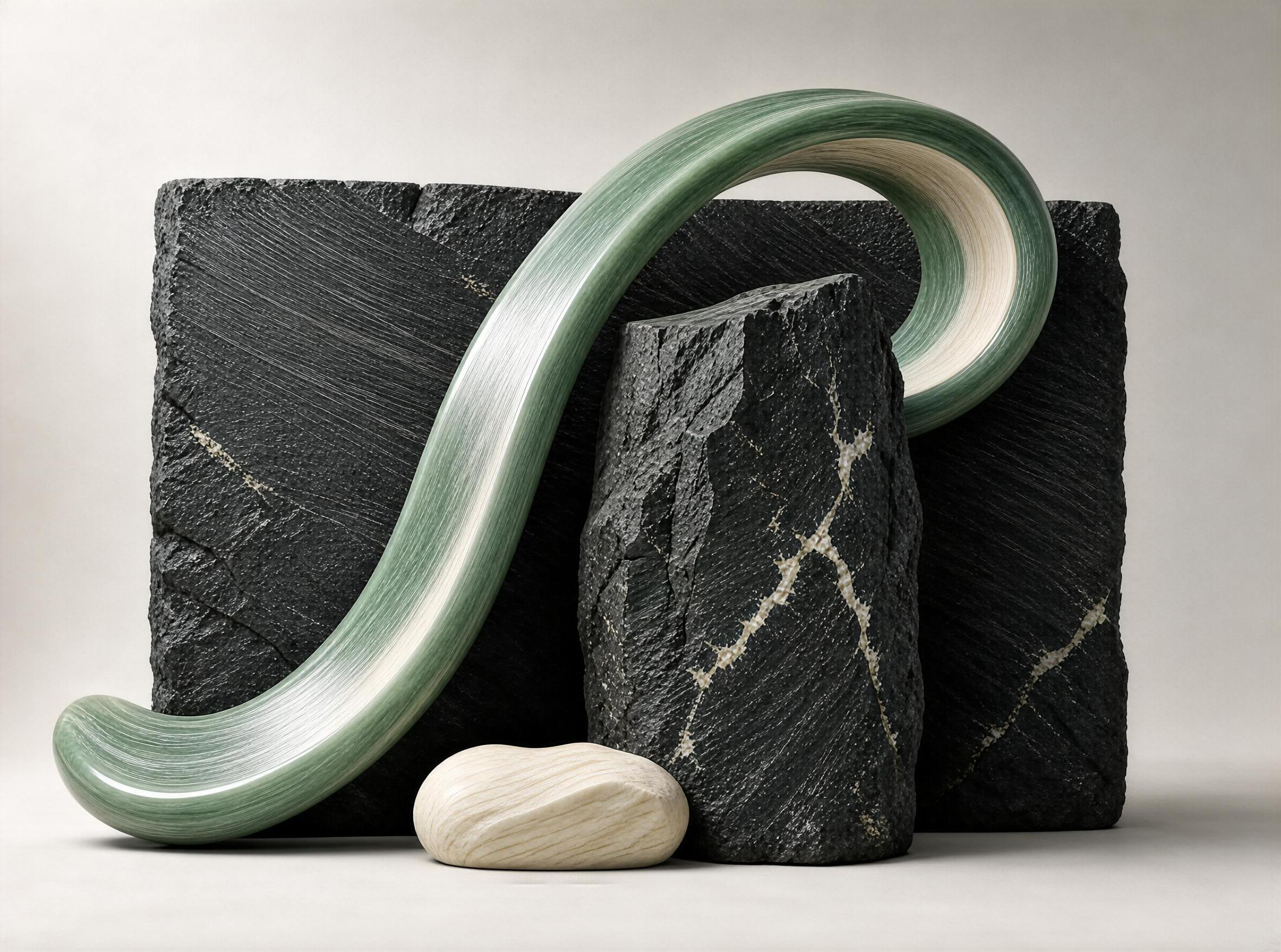 Green Curve and Black Stones
