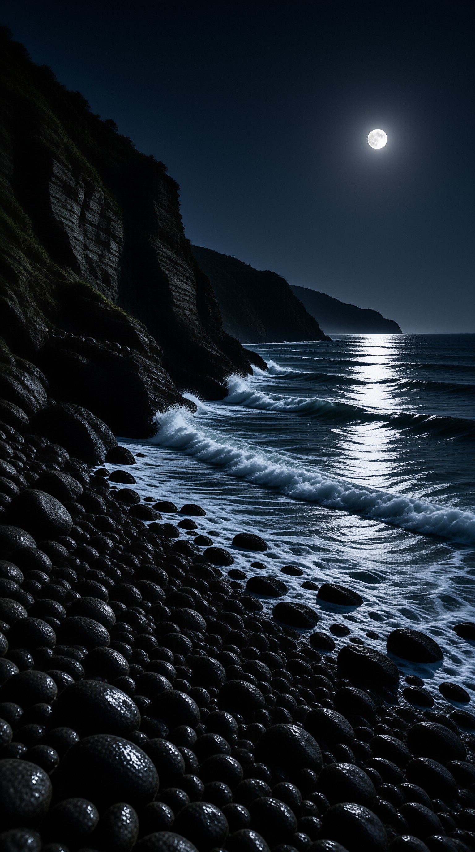 Moonlit Rocky Coast