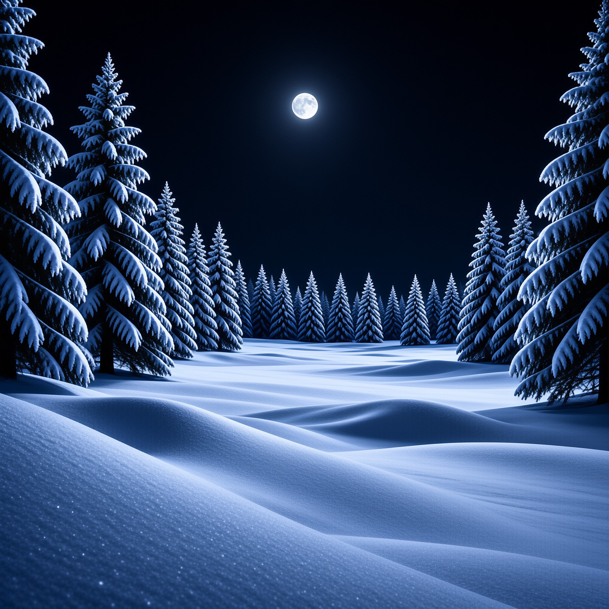 Moonlit Winter Forest