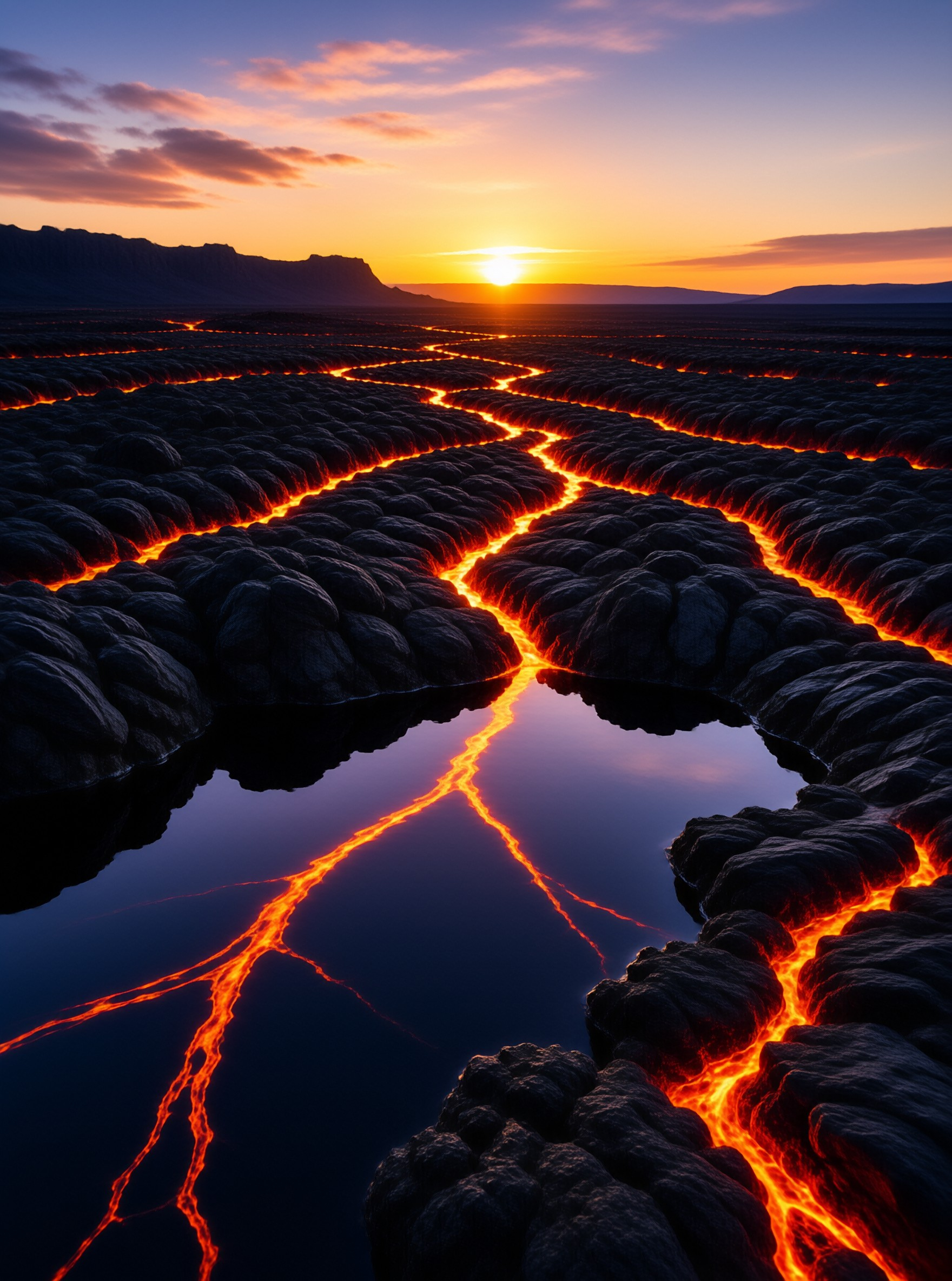 Lava Flow at Sunset