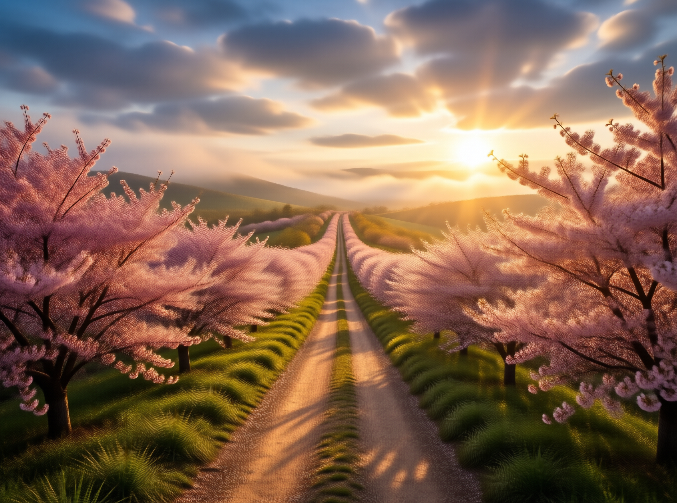 Cherry Blossom Sunrise Path