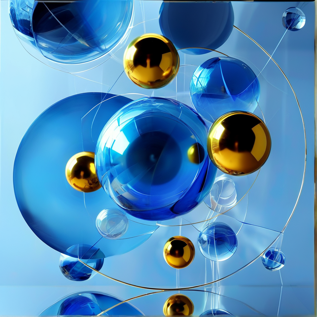 Abstract Blue Gold Spheres