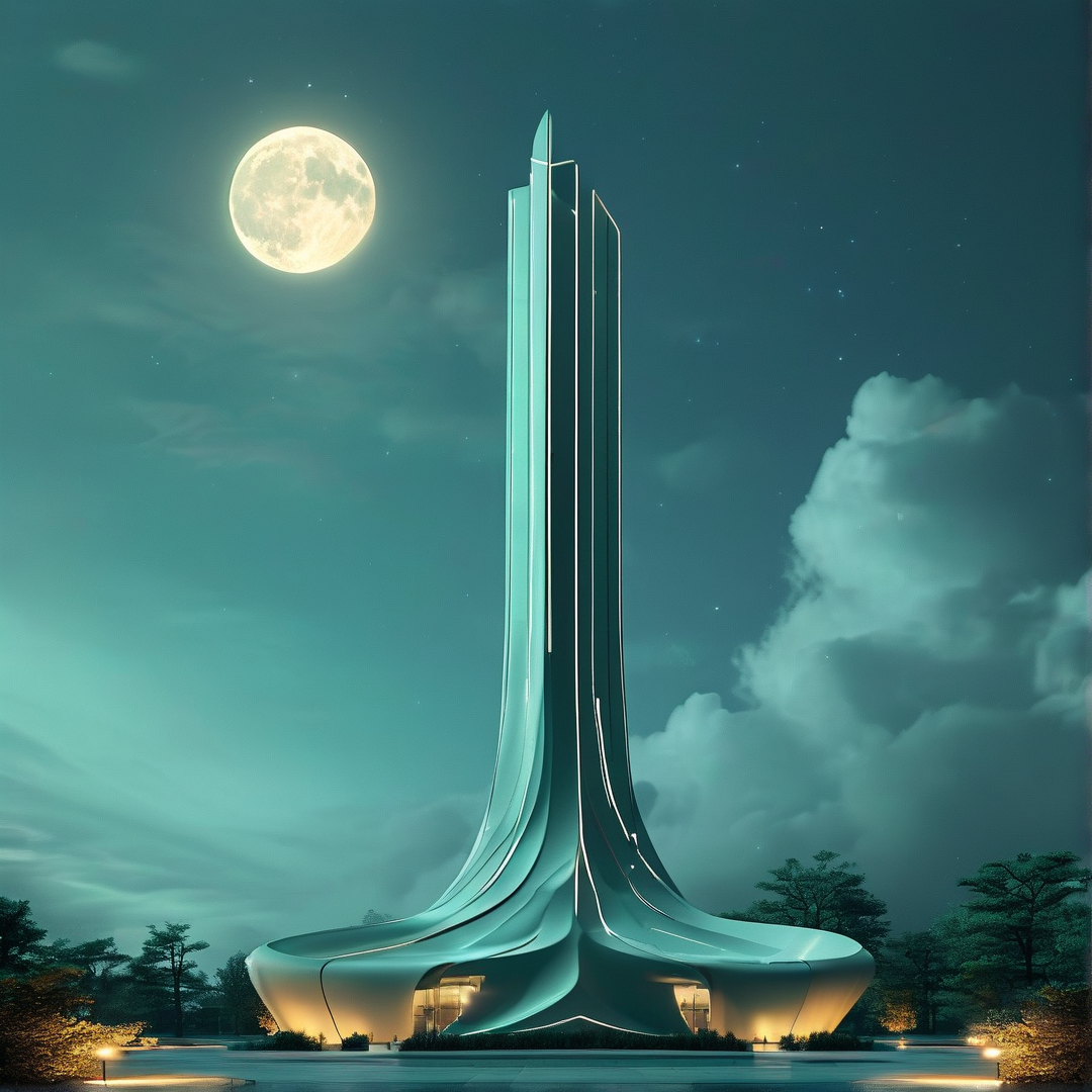 Futuristic Tower Under Moonlight