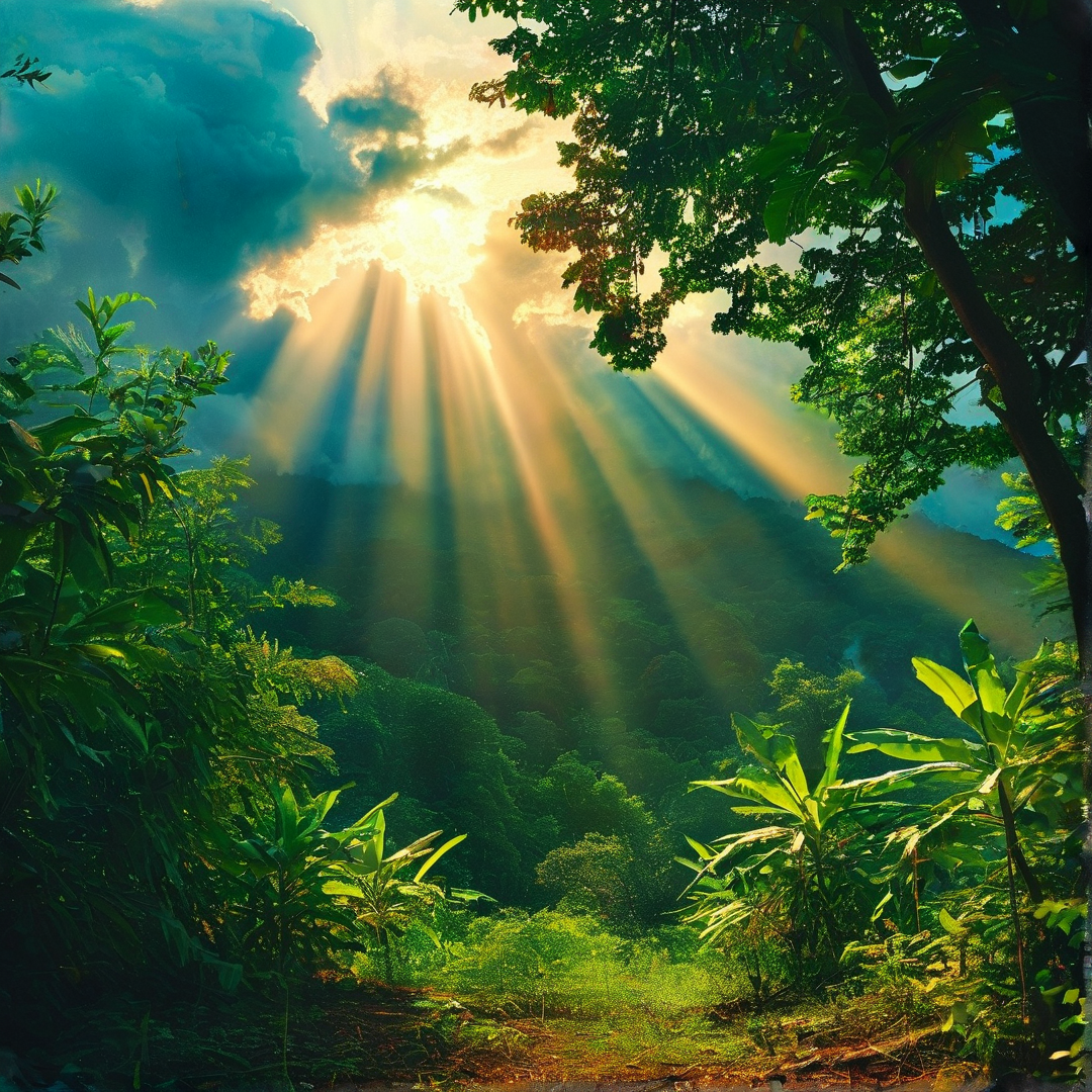 Sunlight Through Forest