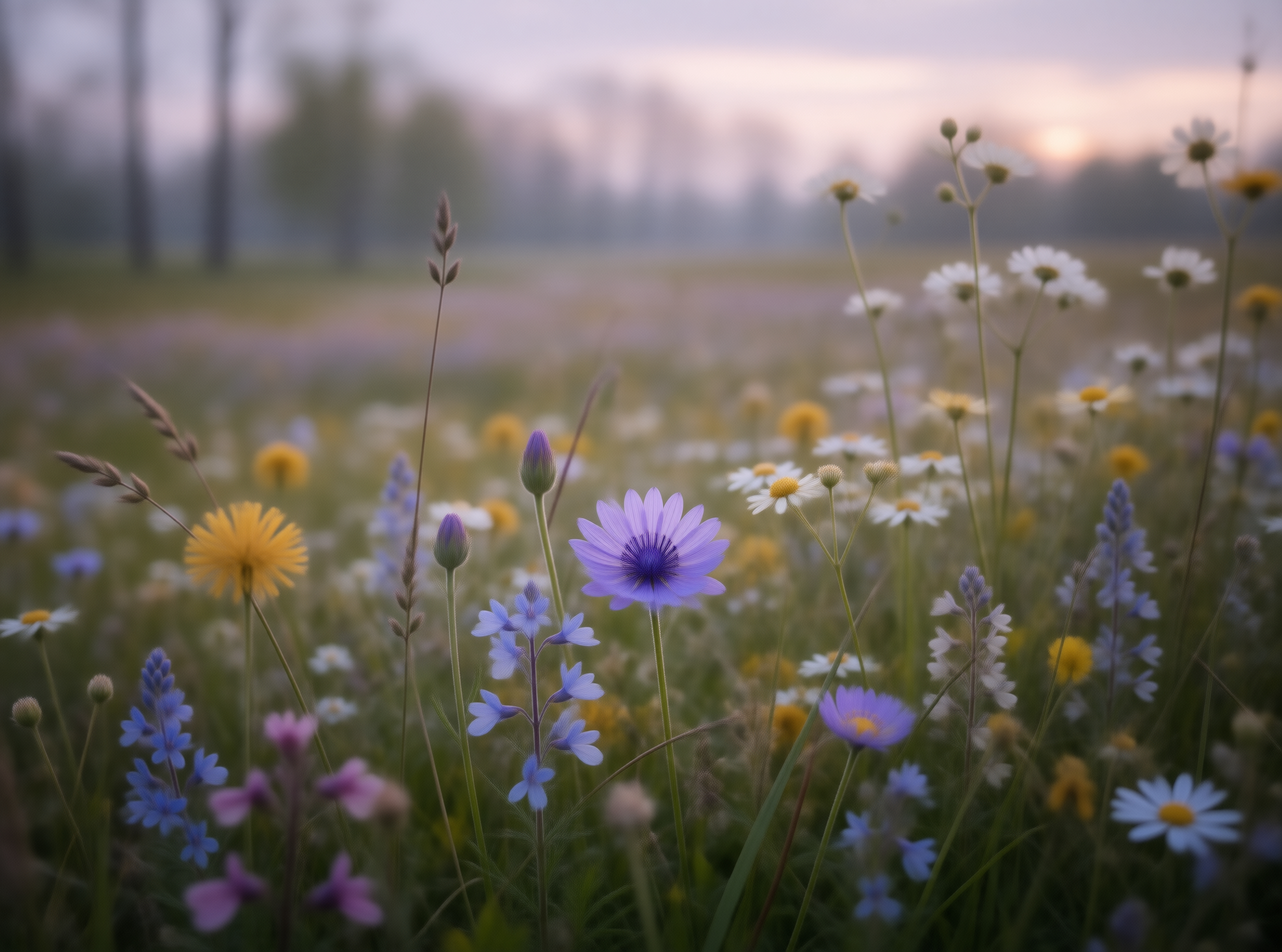 Wildflower Meadow at Dusk