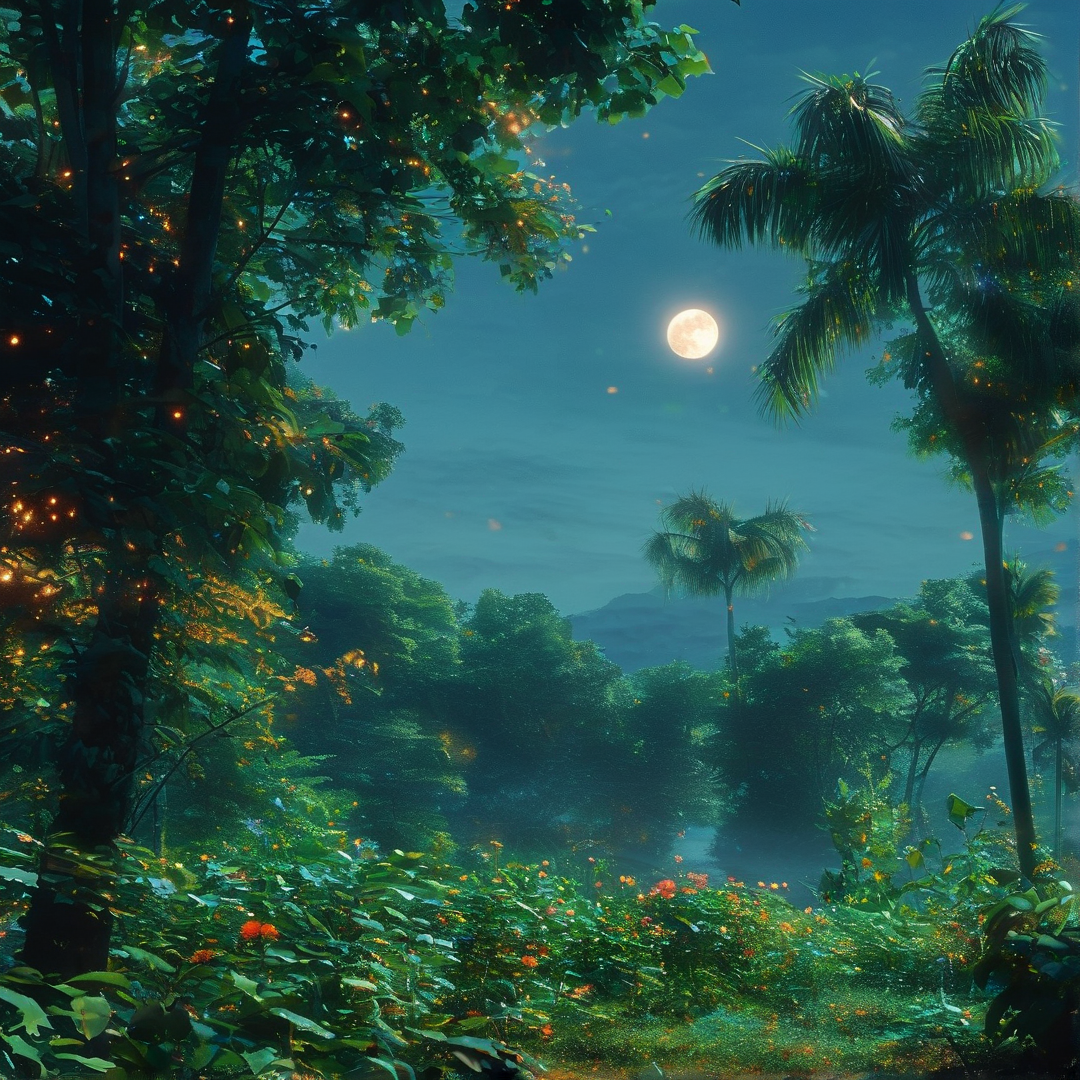 Moonlit Tropical Jungle Night