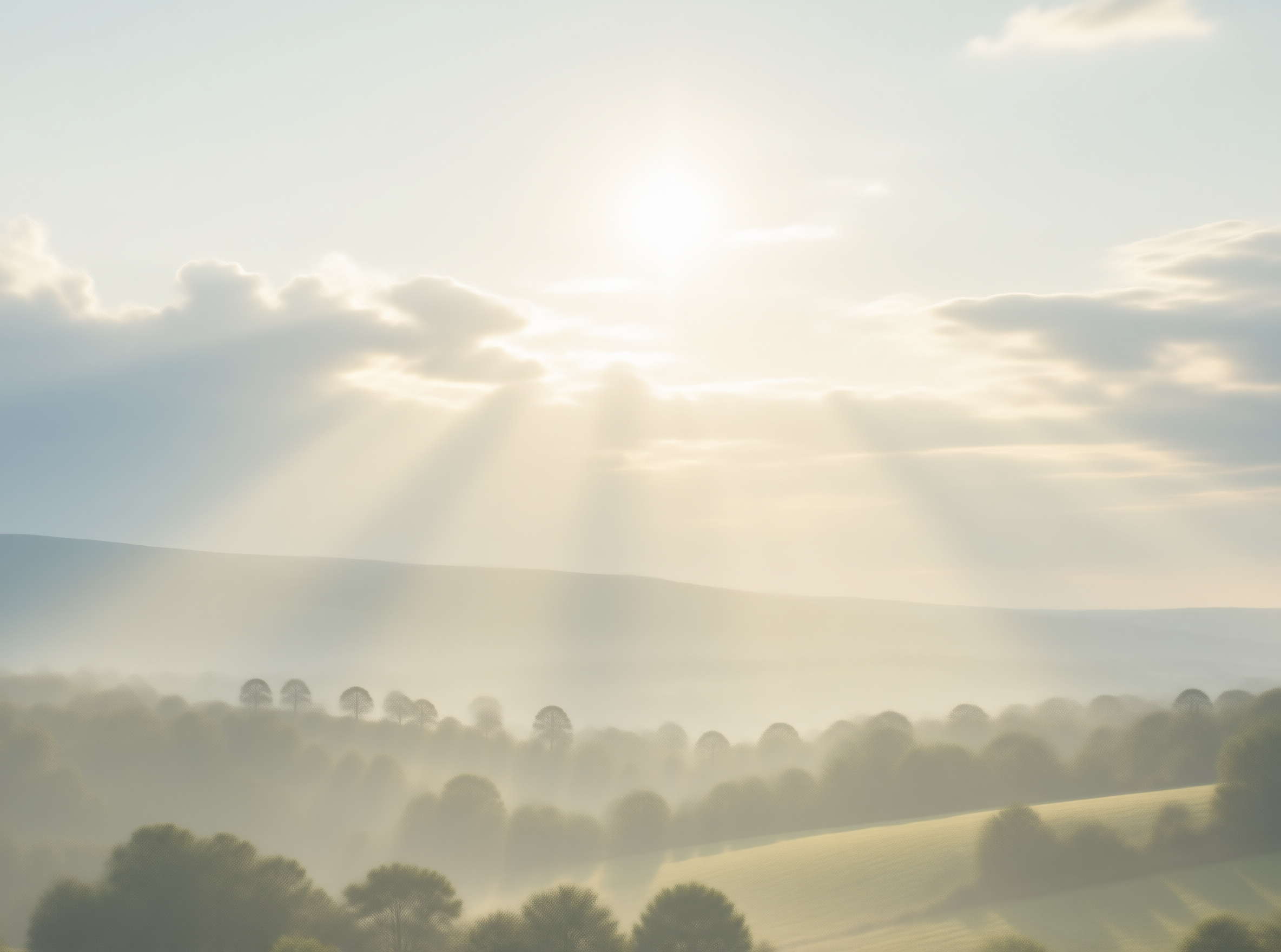 Sunbeams Over Misty Hills