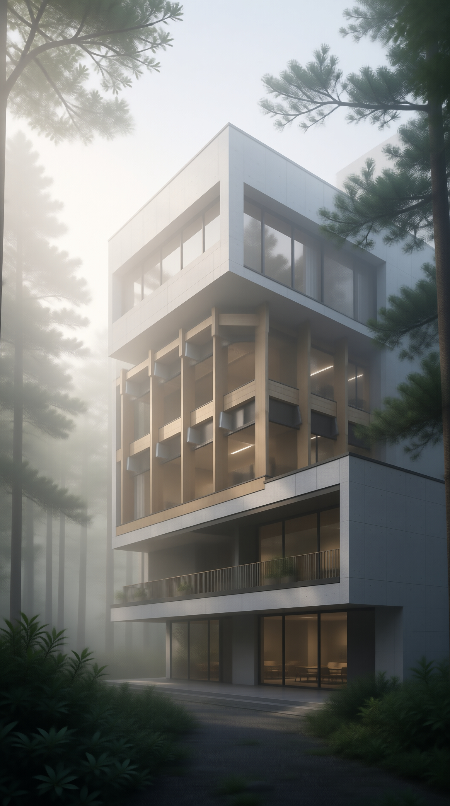 Modern Building in Forest