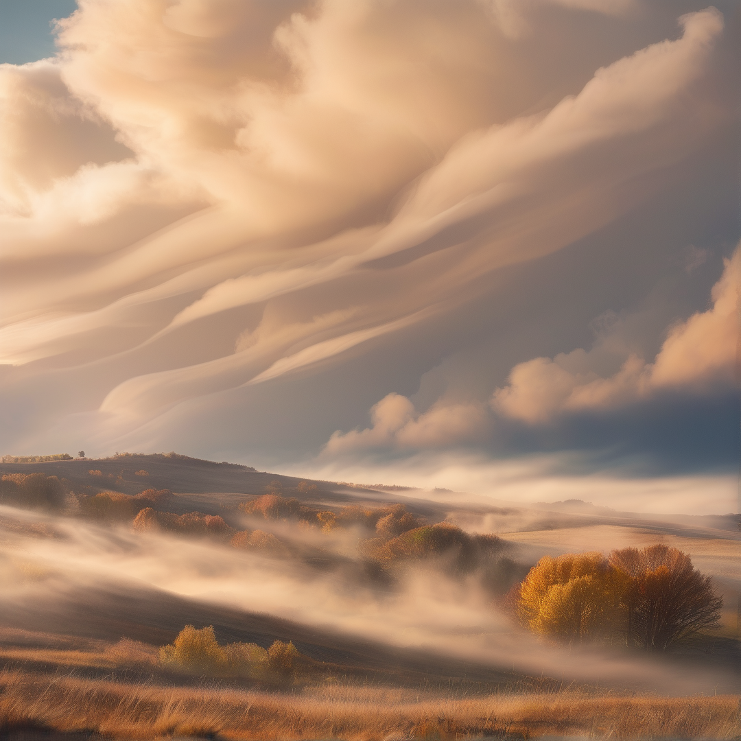 Golden Mist Over Autumn Hills