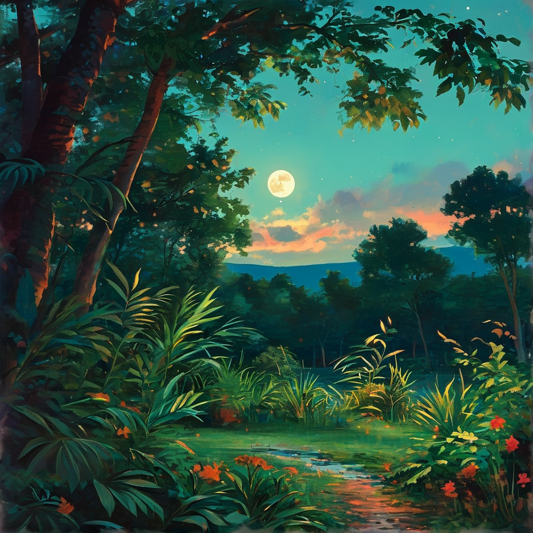 Moonlit Tropical Forest