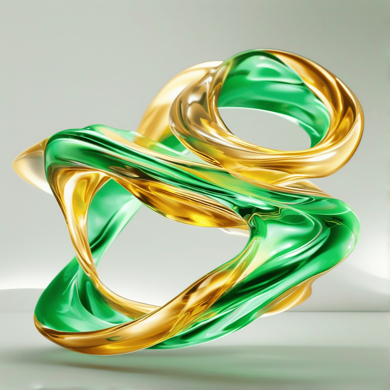 Abstract Green Gold Sculpture
