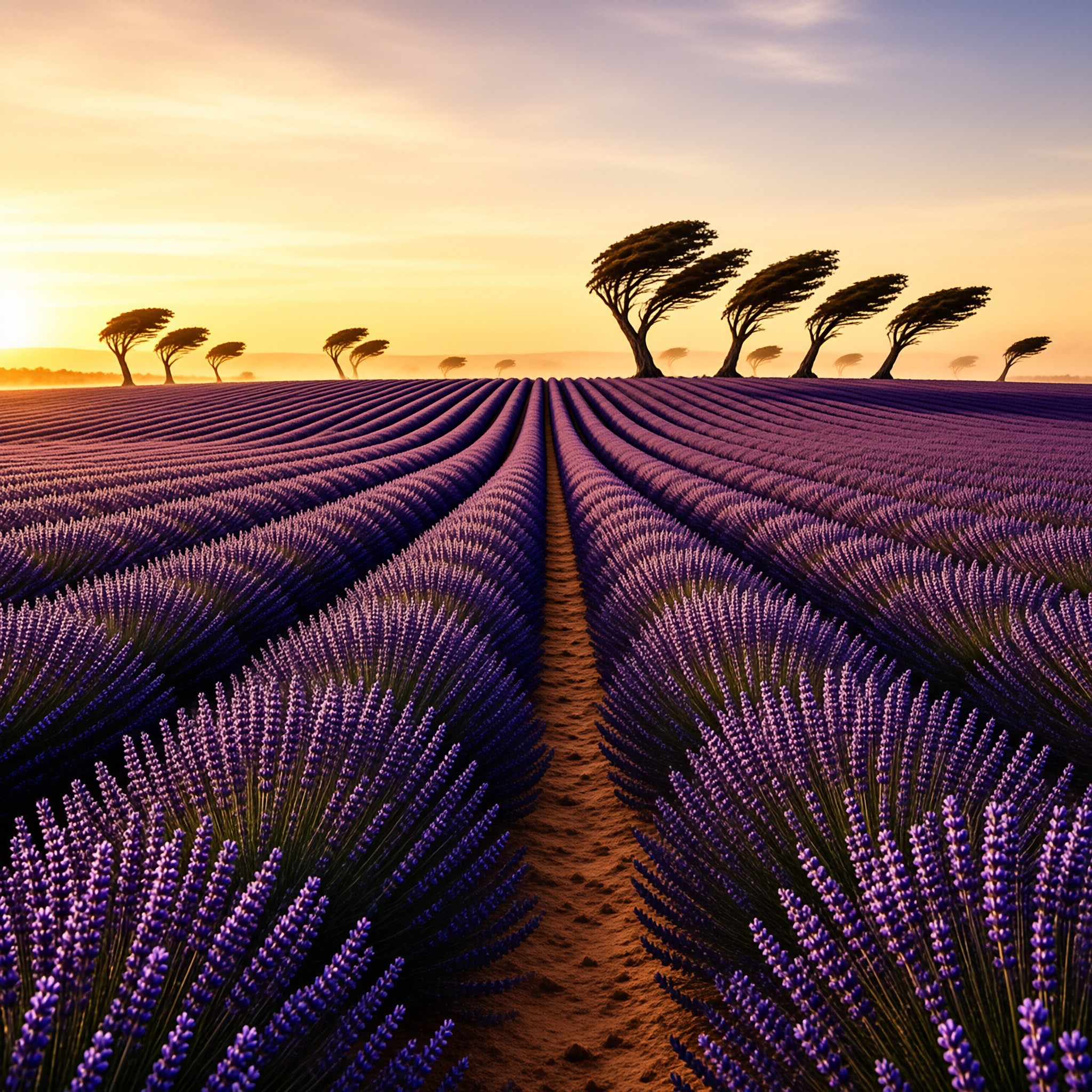 Lavender Field at Sunset