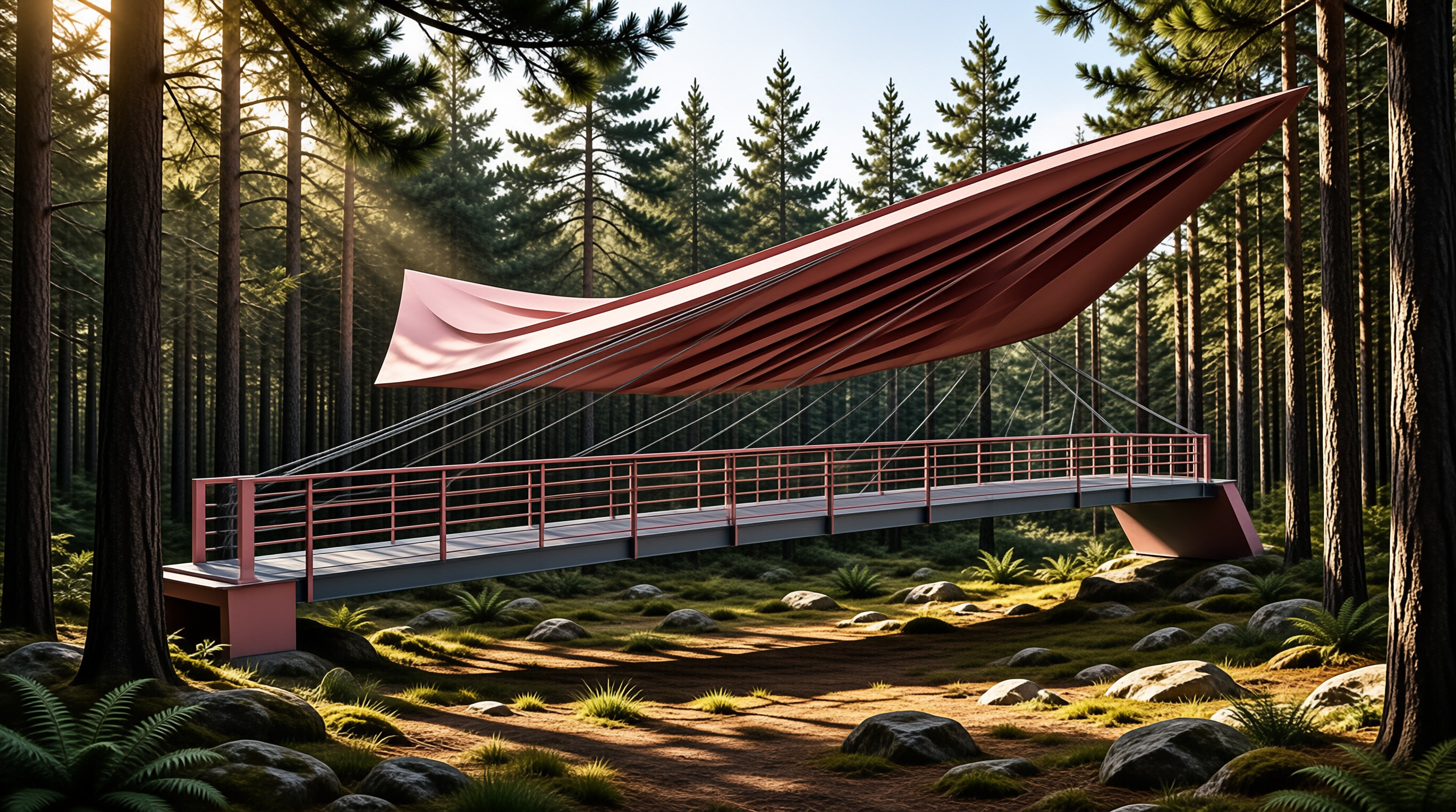 Pink Forest Membrane Footbridge