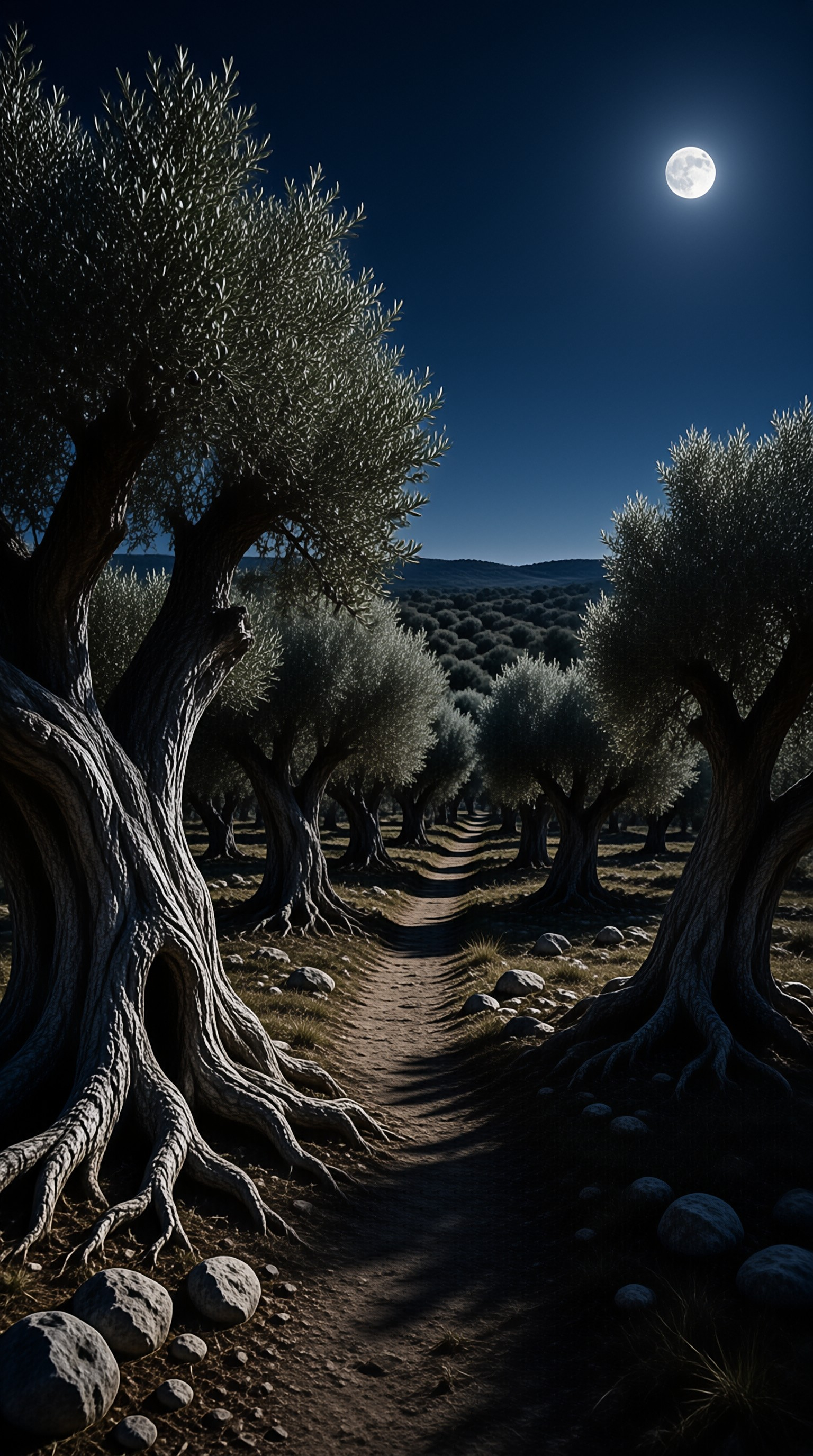 Moonlit Olive Grove