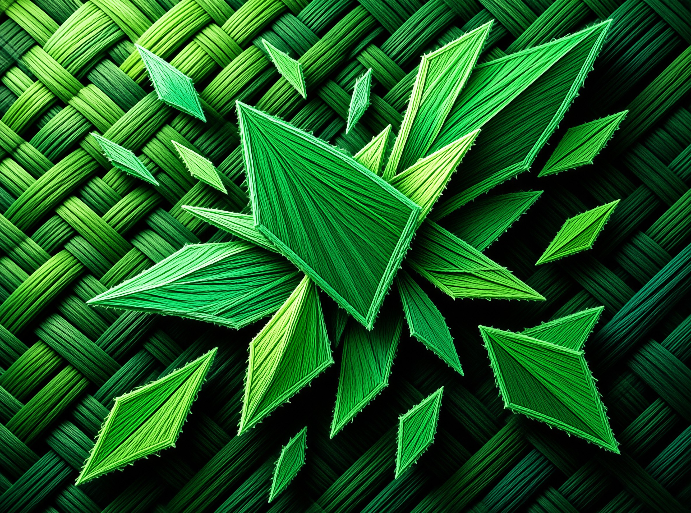Abstract Green Straw Geometry