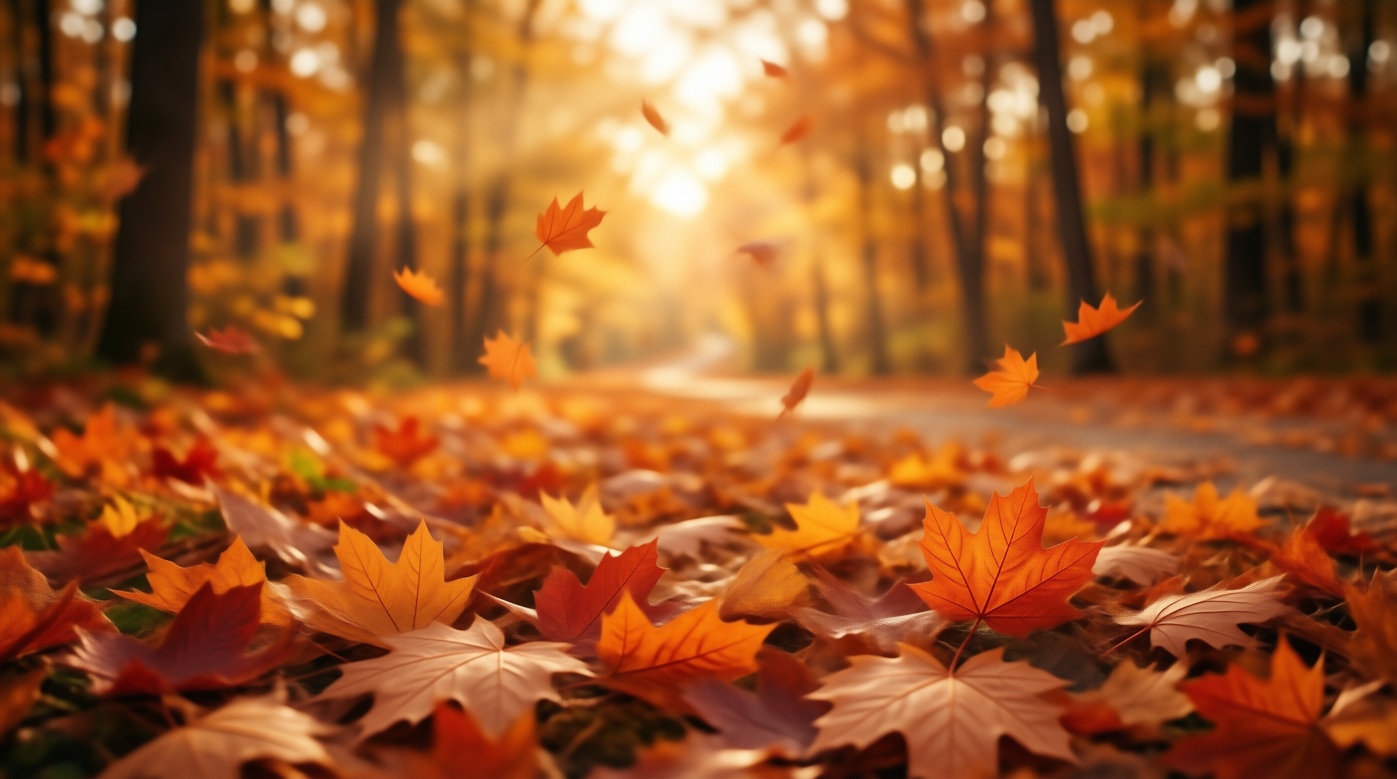 Sunlit Autumn Forest Path