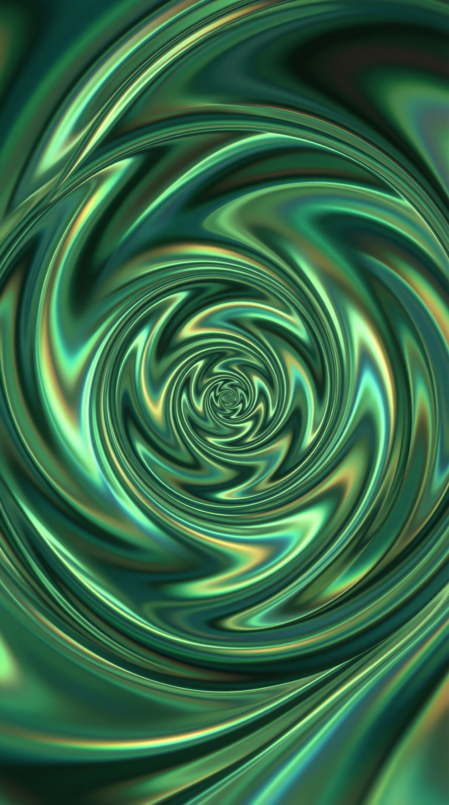 Emerald Liquid Metal Spiral — Iridescent Study