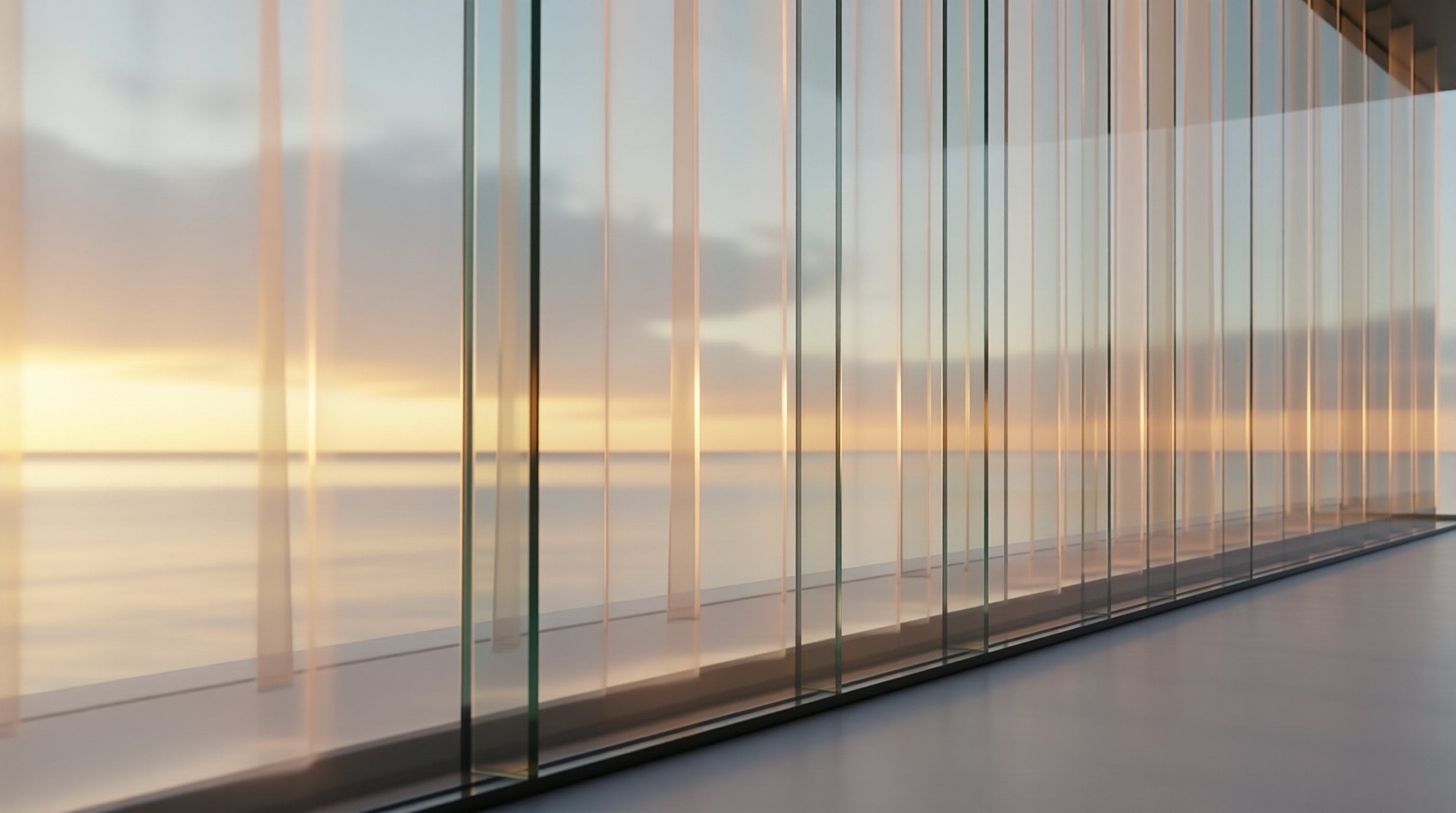 Minimalist Glass Wall Sunset