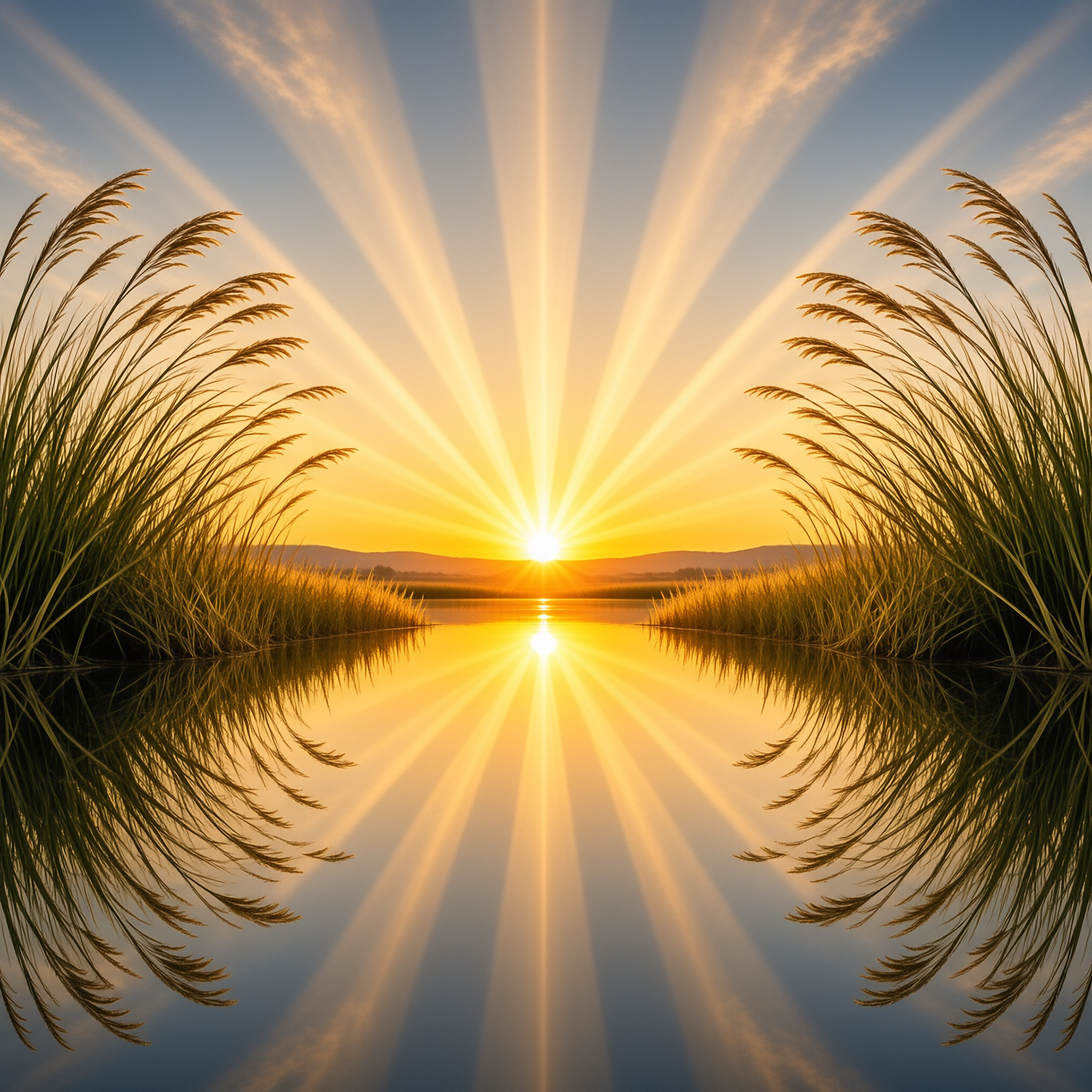 Sunset Reflection Over Lake