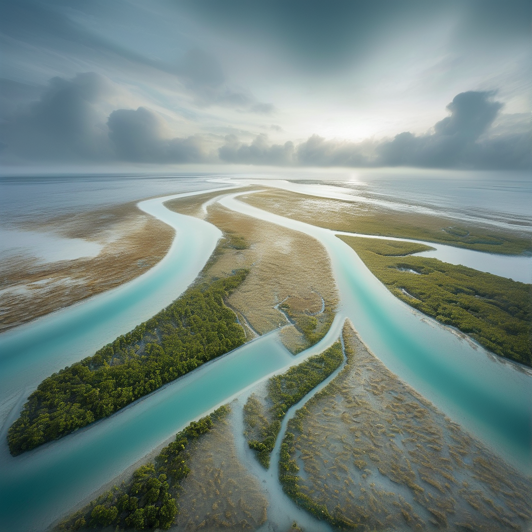 Aerial View of River Delta