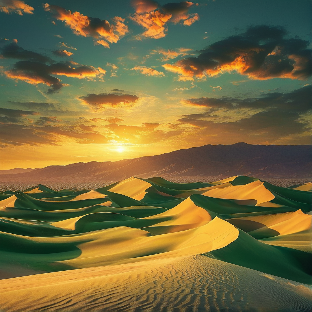 Sunset over Desert Dunes