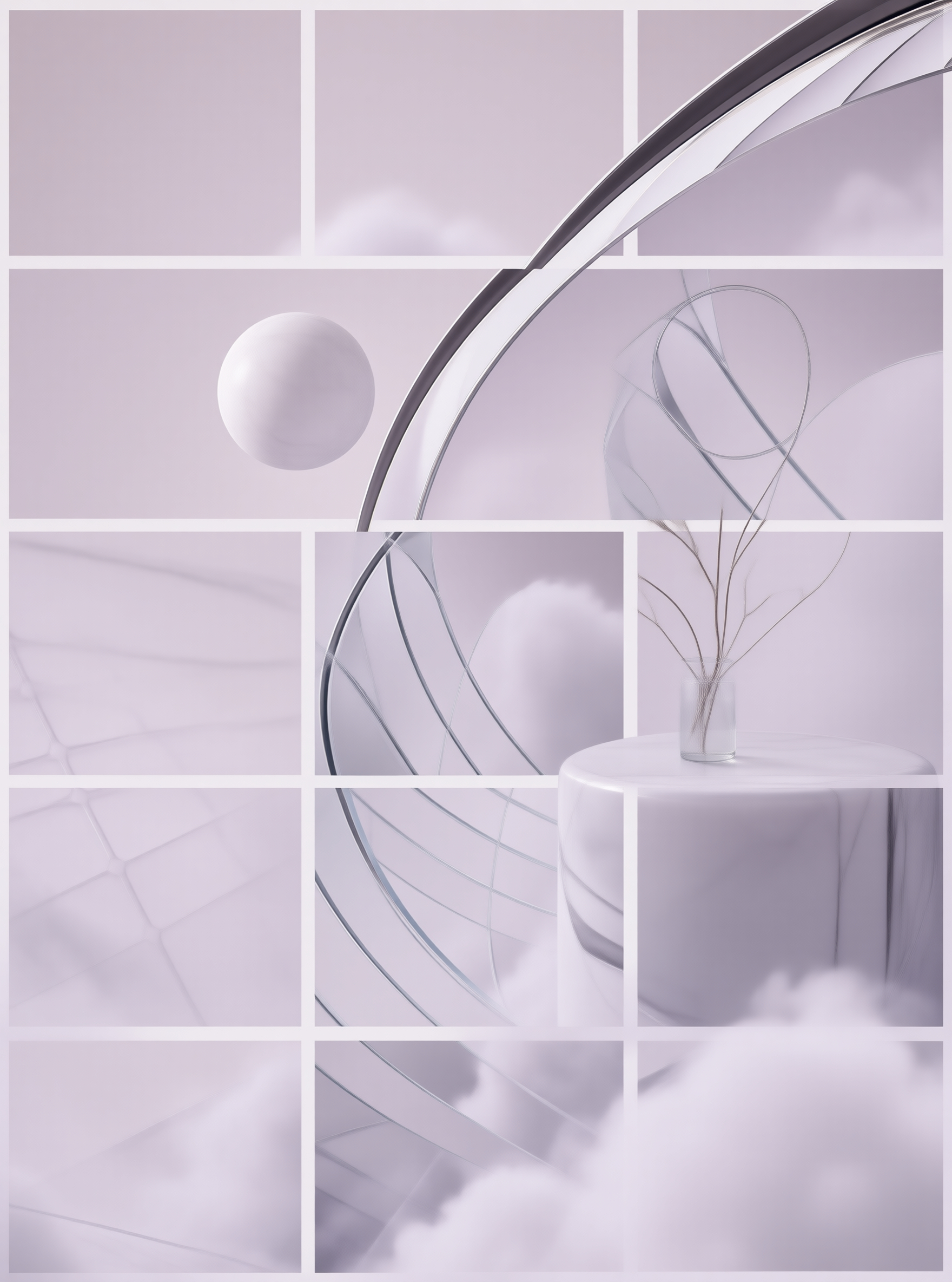 Minimalist Purple Grid Scene