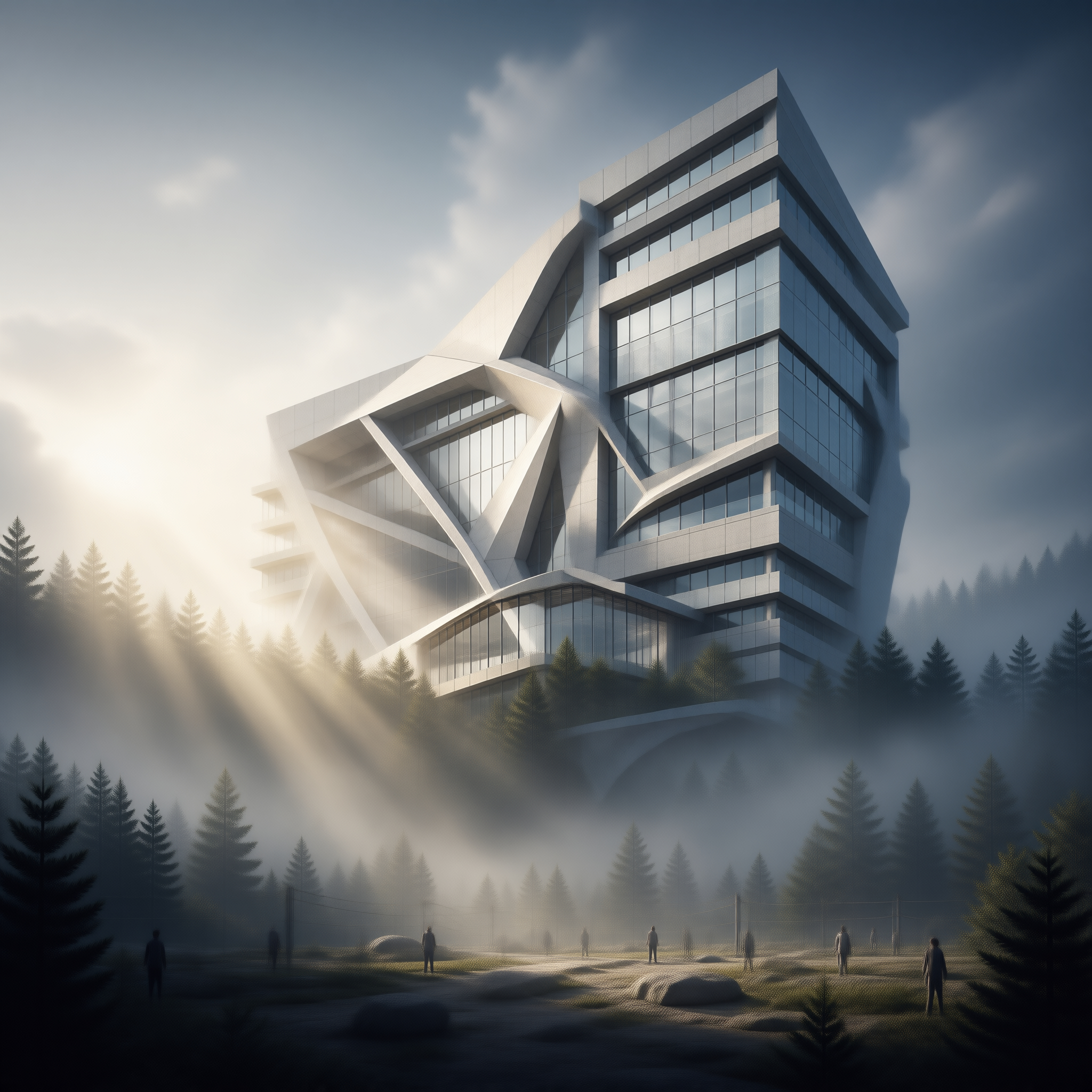 Futuristic Building in Forest