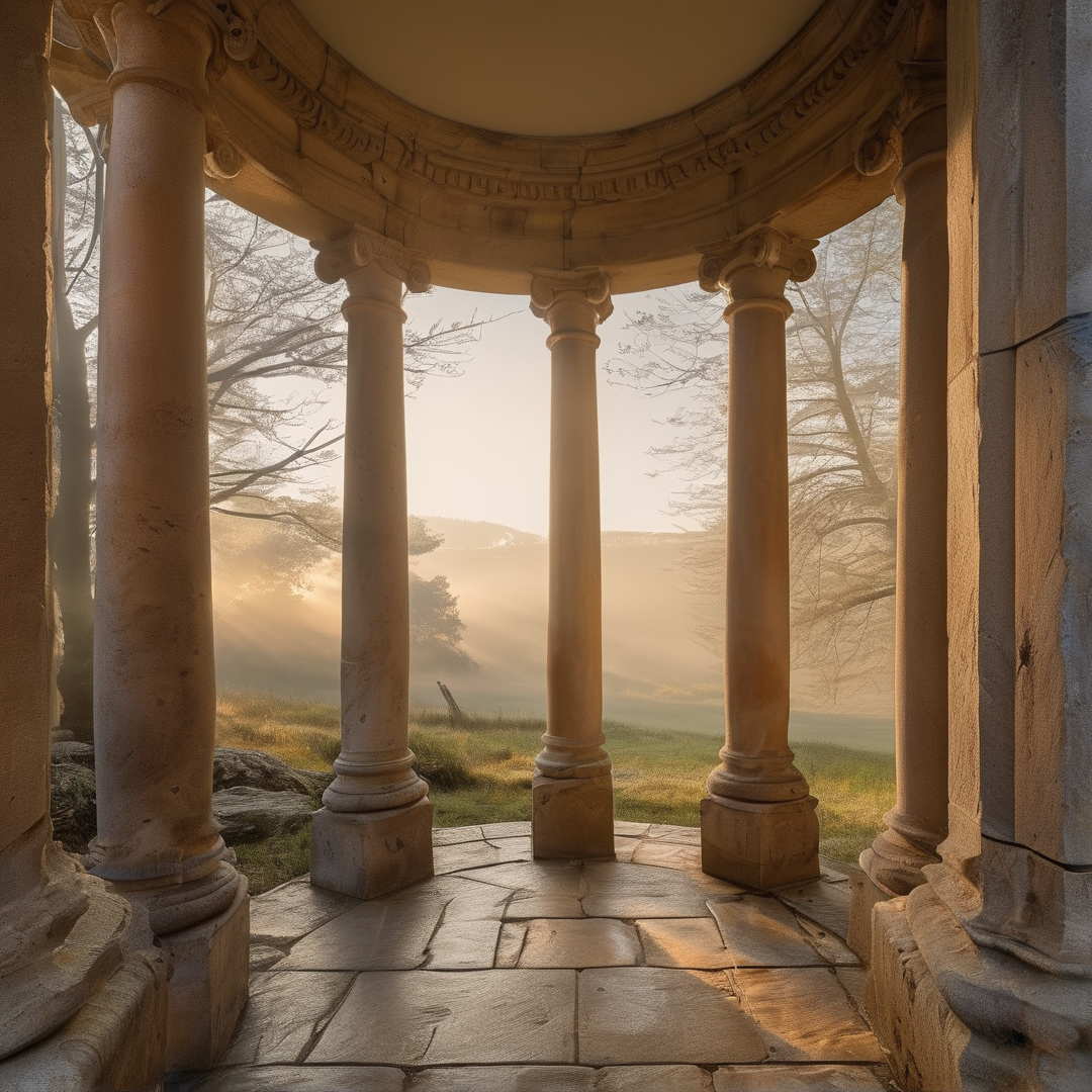 Sunlit Stone Gazebo