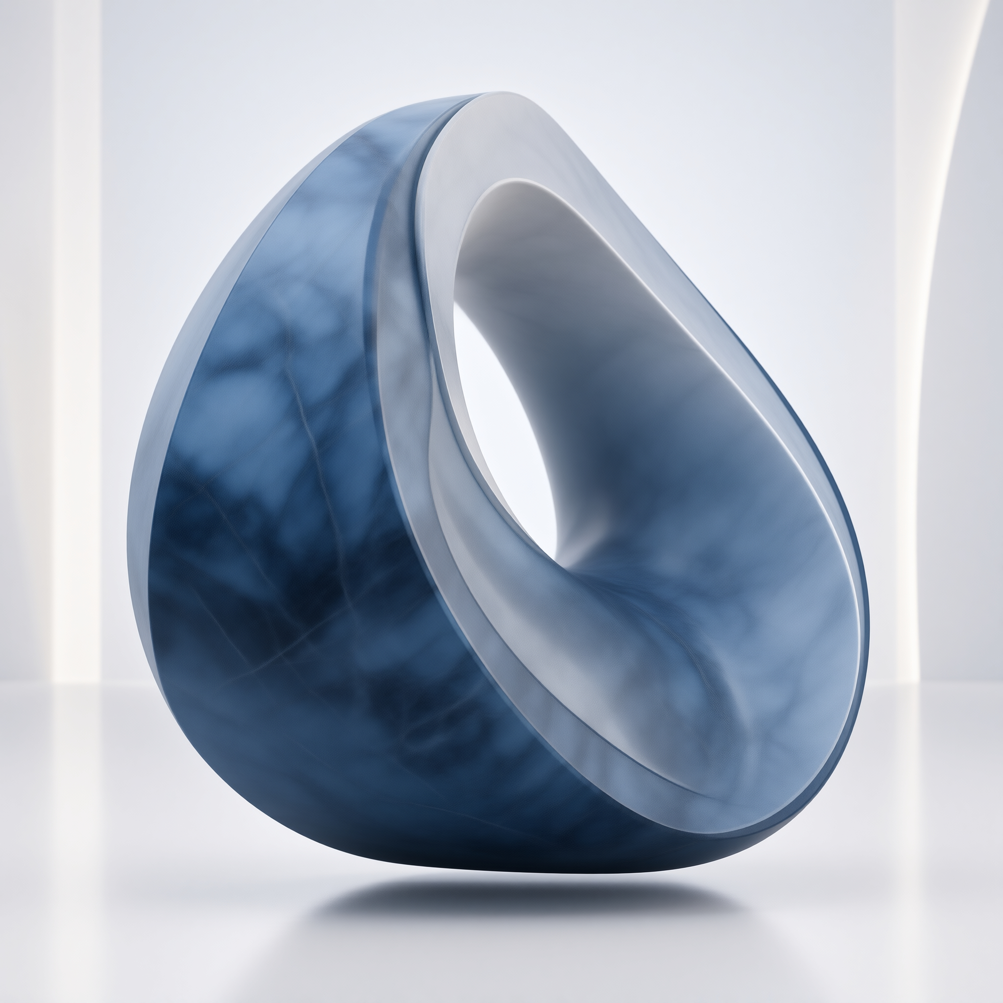 Abstract Blue Torus Sculpture