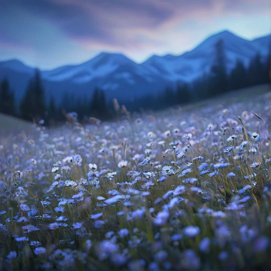 Wildflowers and Snowy Peaks