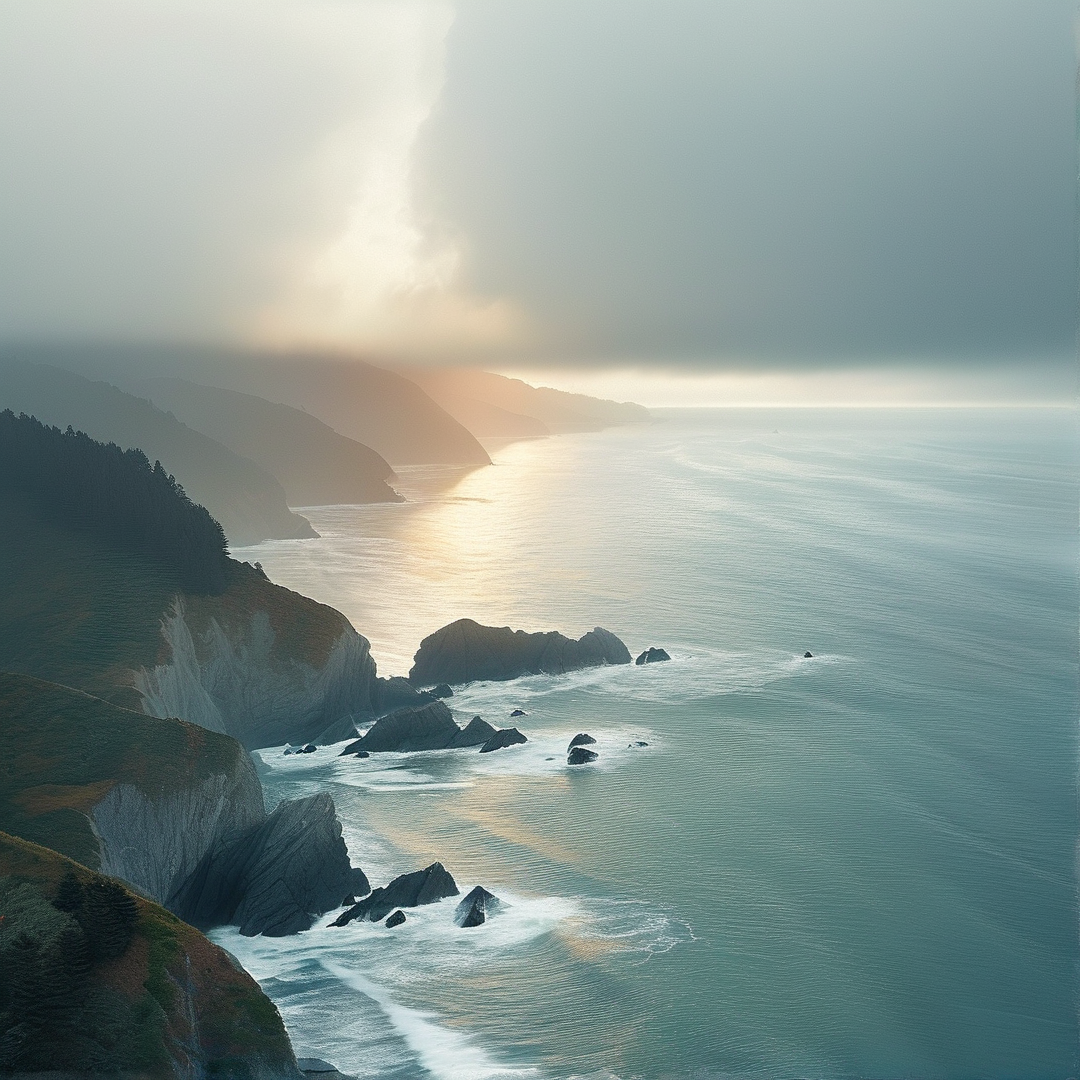 Misty Coastal Cliffs