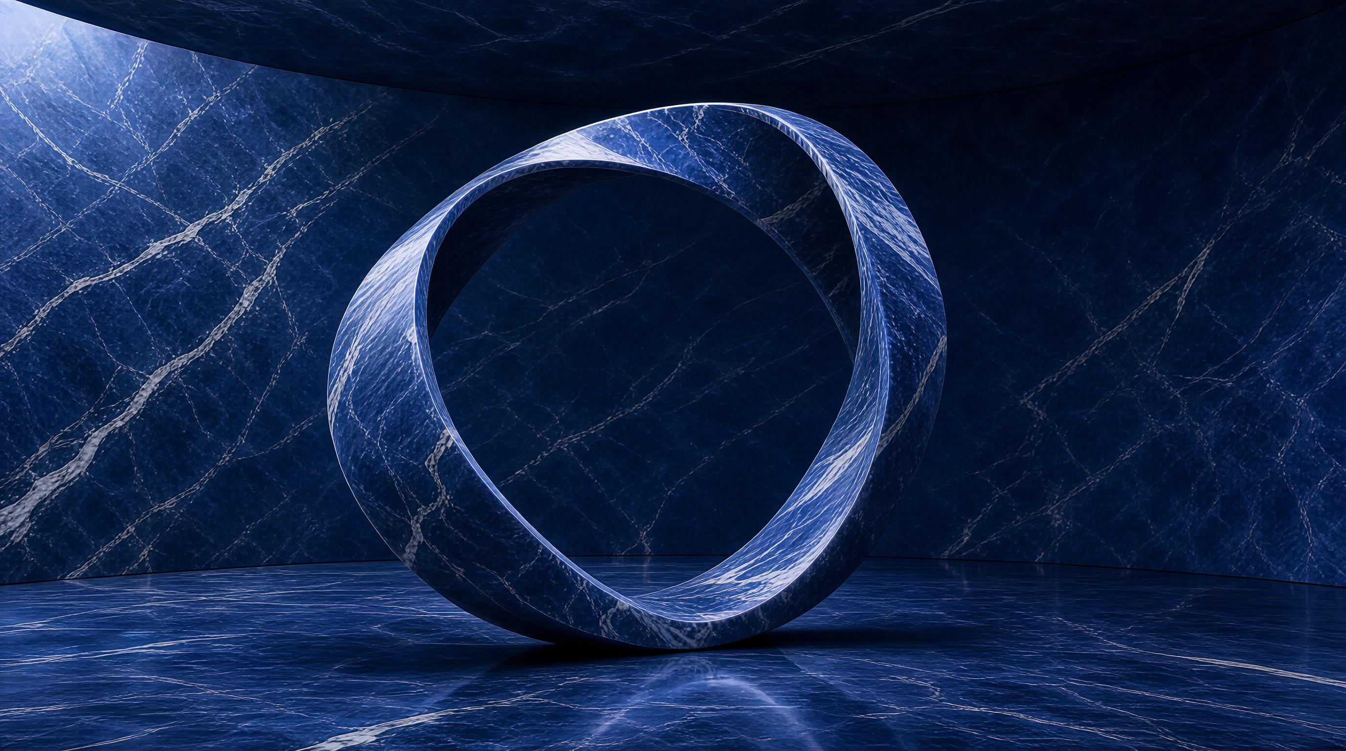 Blue Marble Möbius Ring Sculpture