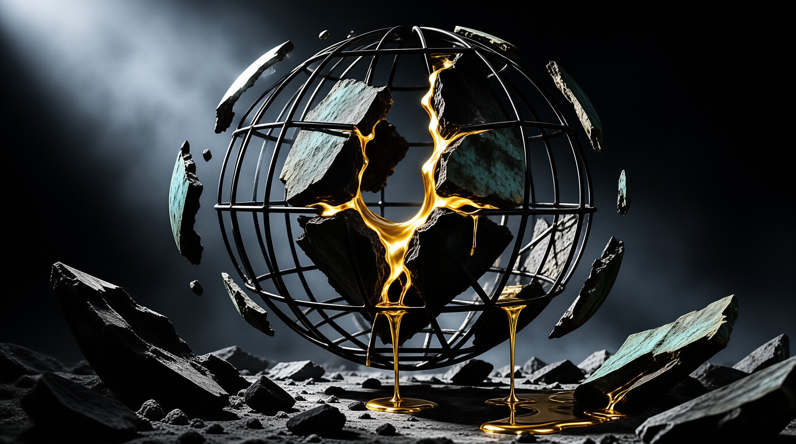 Broken Globe with Gold