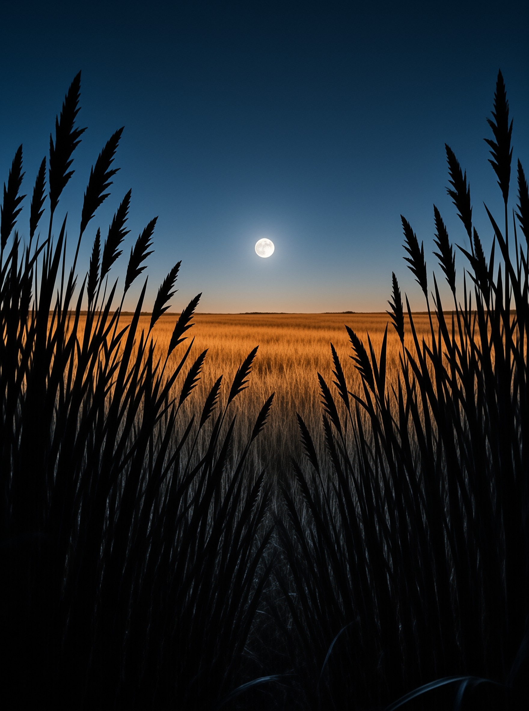 Full Moon Over Golden Field