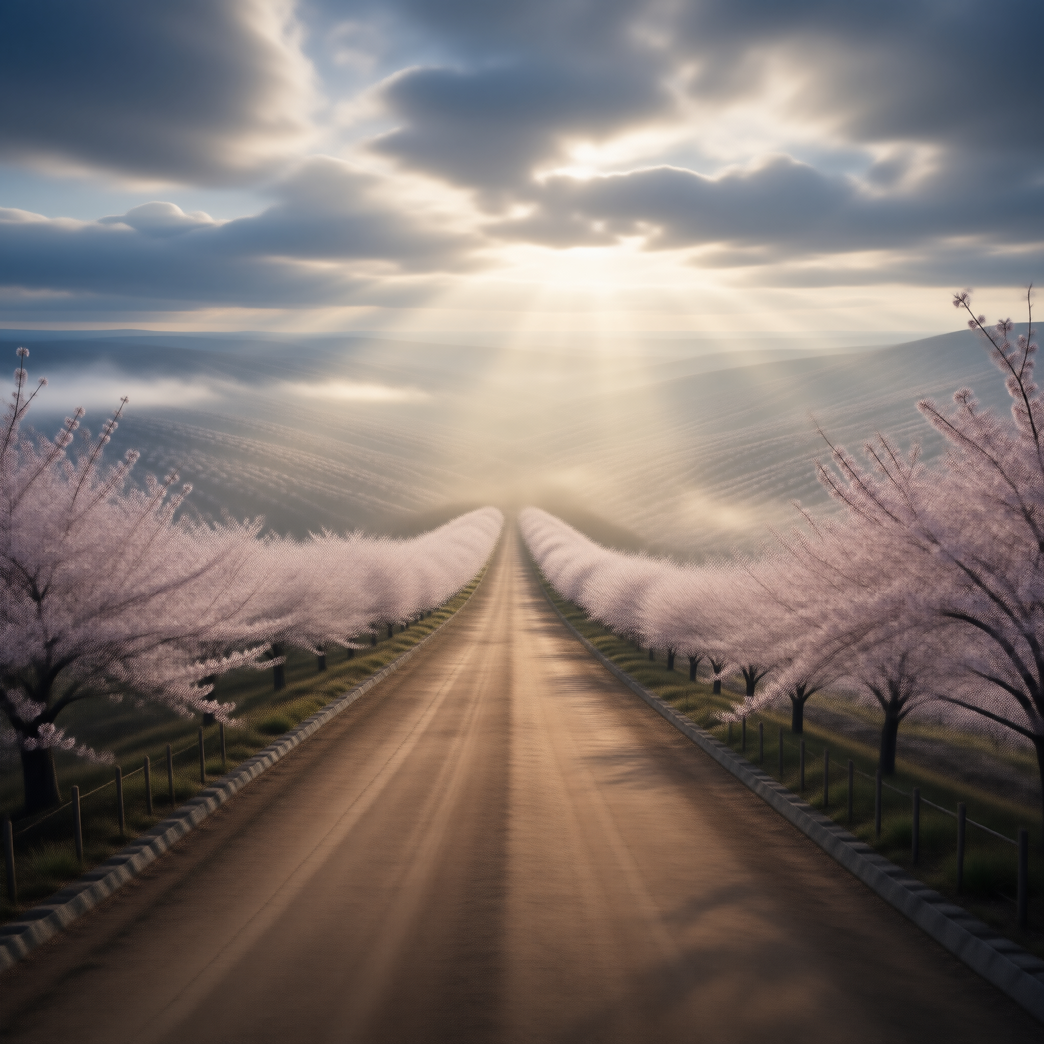 Cherry Blossom Road Landscape