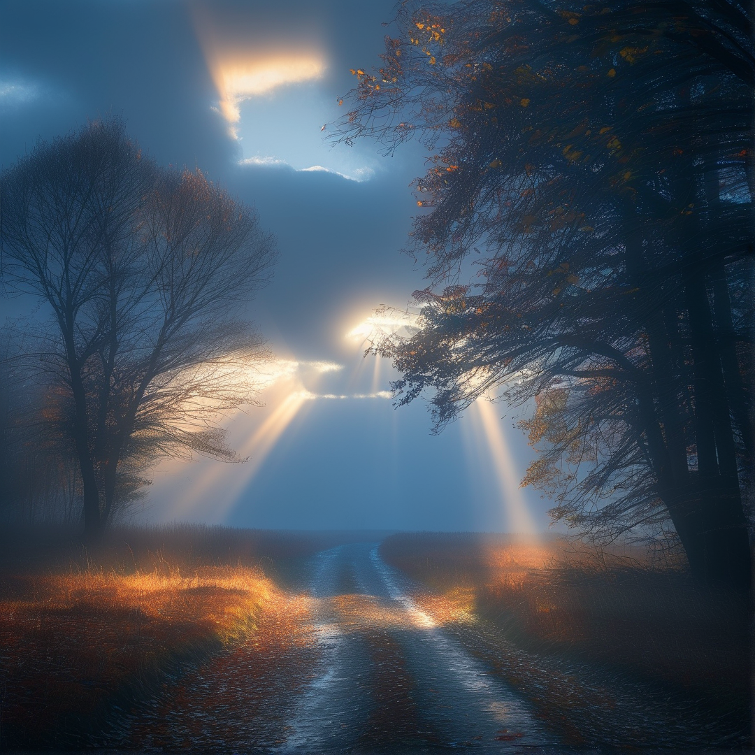 Mystical Road in Sunlight