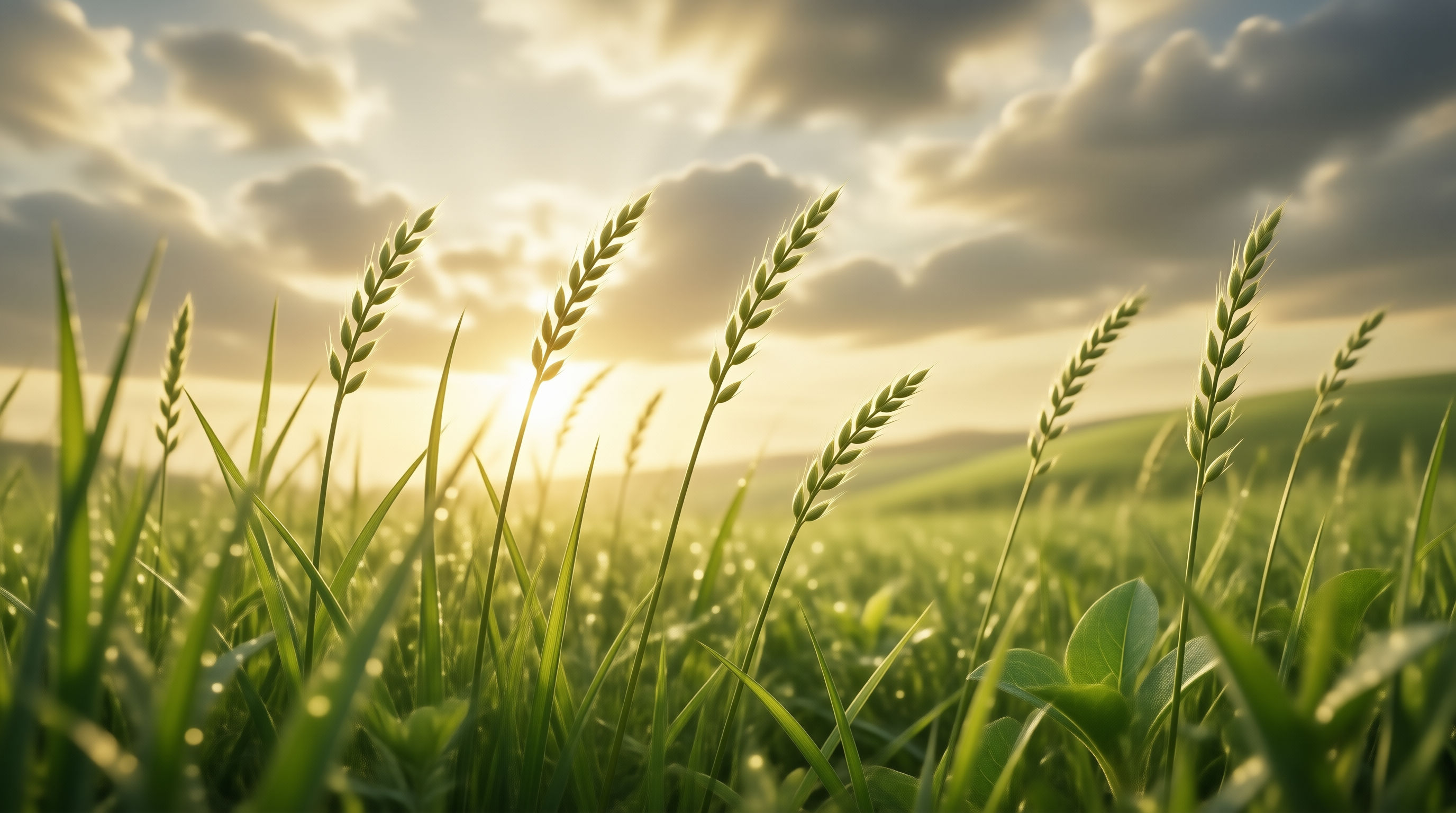 Green Wheat Field at Sunset