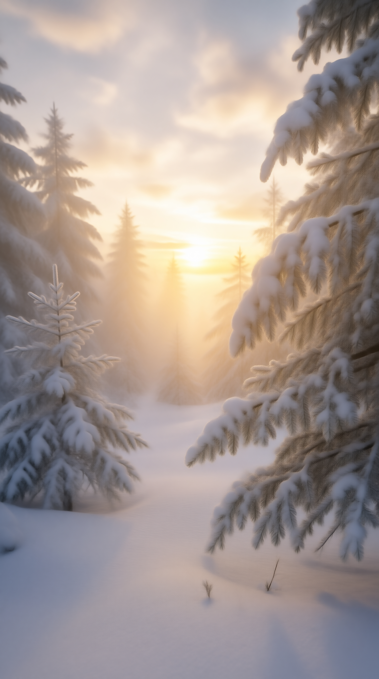 Sunlit Winter Forest